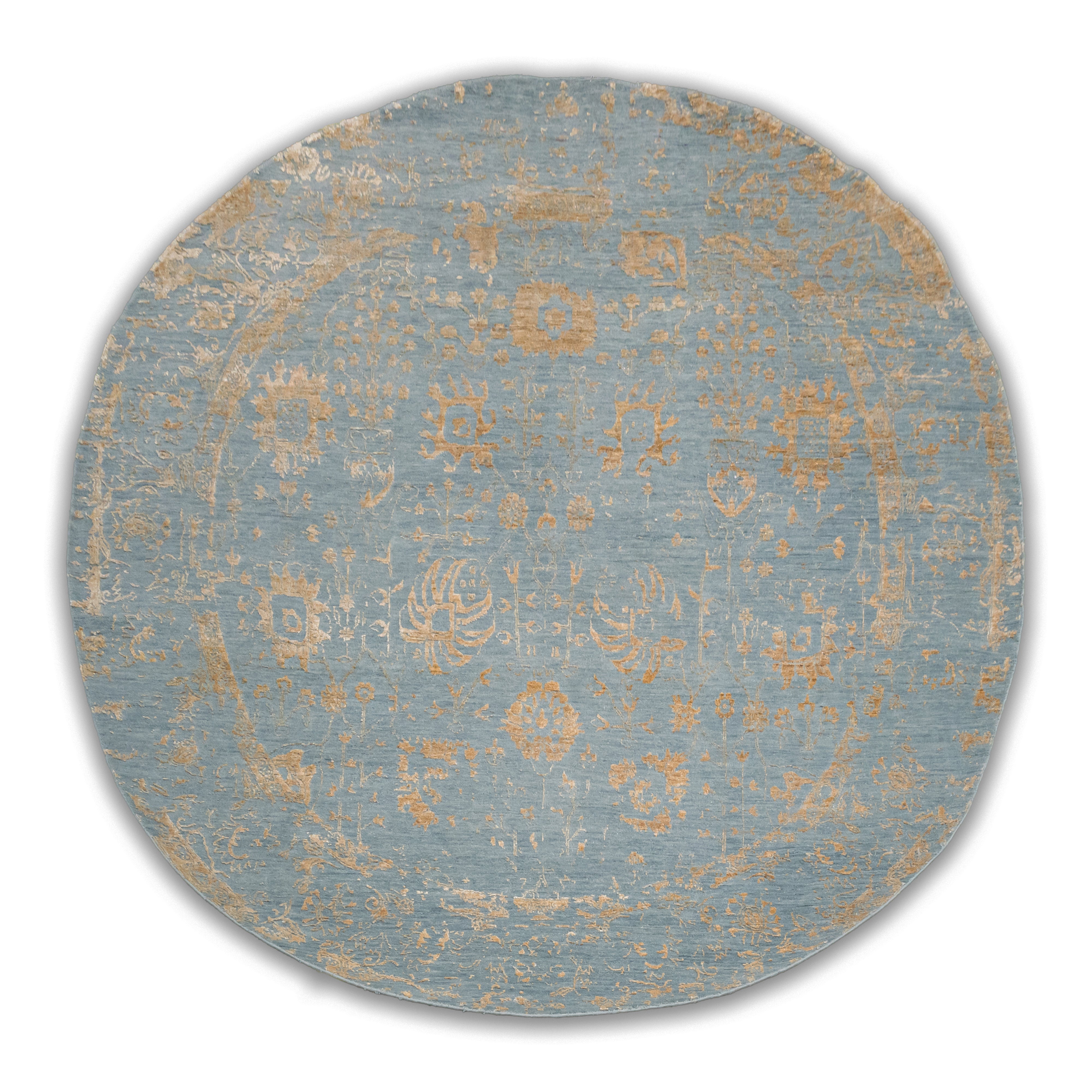 HANDKNOTTED RUG DIA- 169 VASE 3, J.Blue & Gold