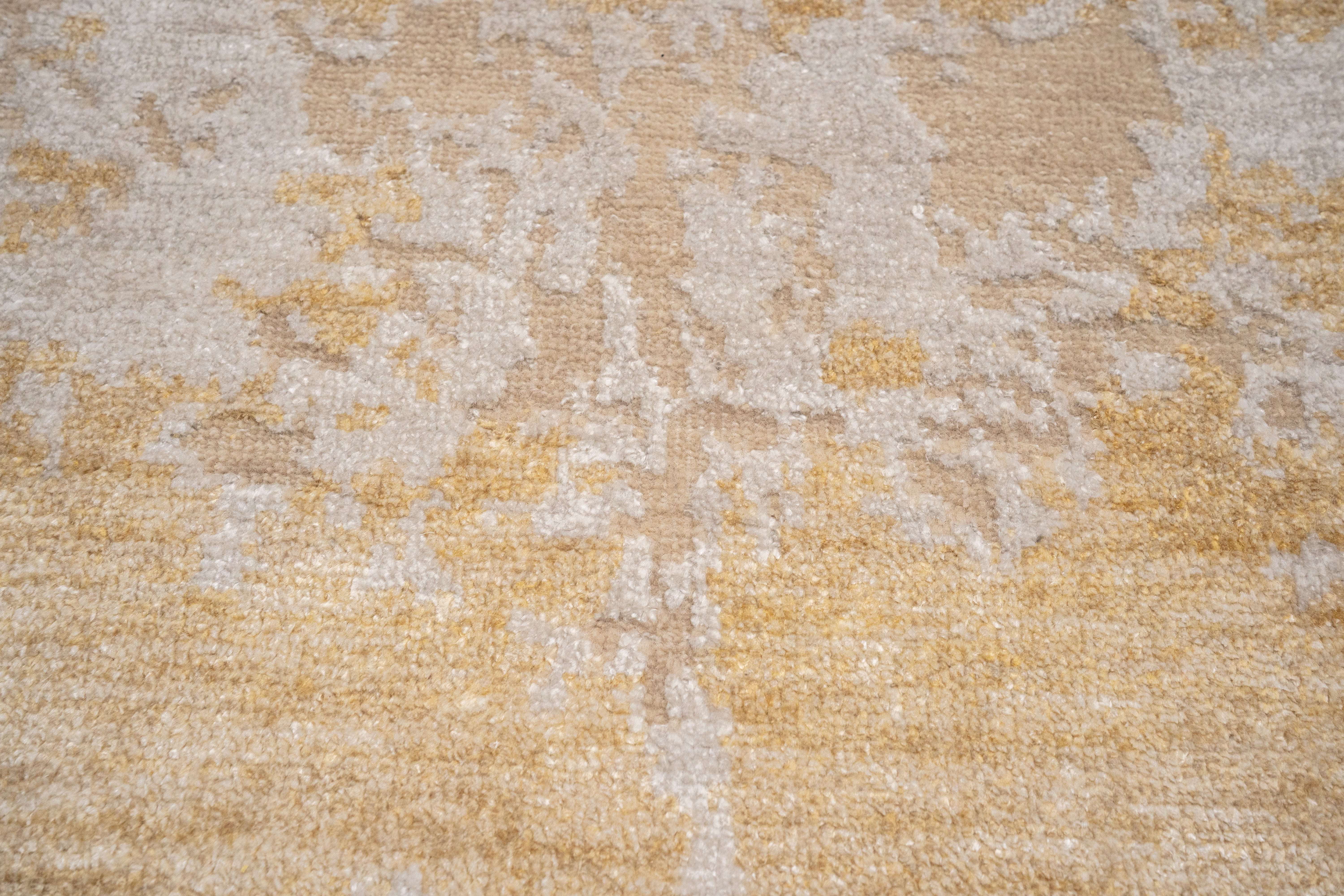 Abstract Design  Handknotted Carpet DIA: 19 GALAXY 23, Dark Vanilla, Platinum & Burlywood