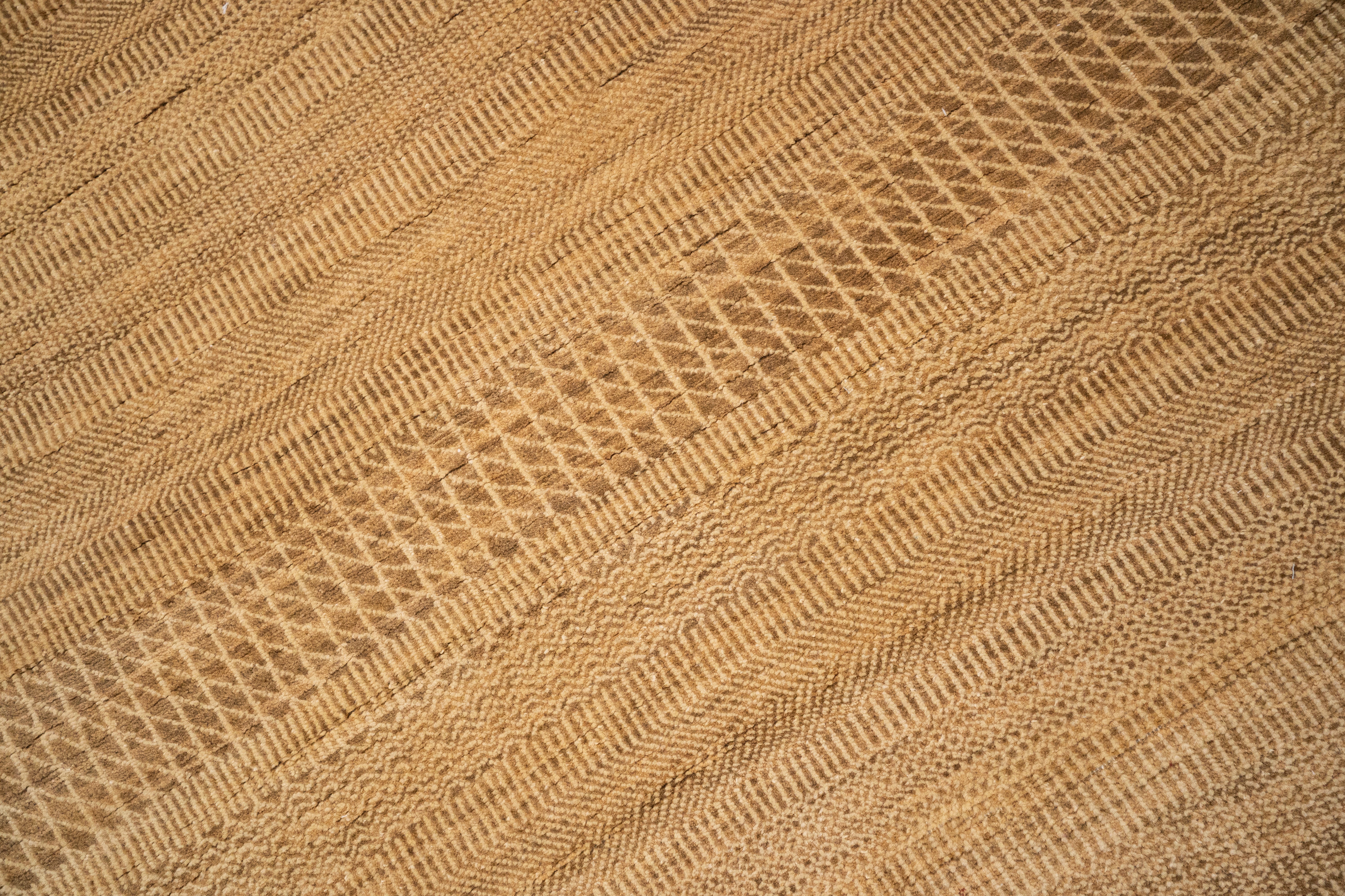 Handknotted Carpet DIA- 1912 MCN,  Brown Yellow & Coyote Brown