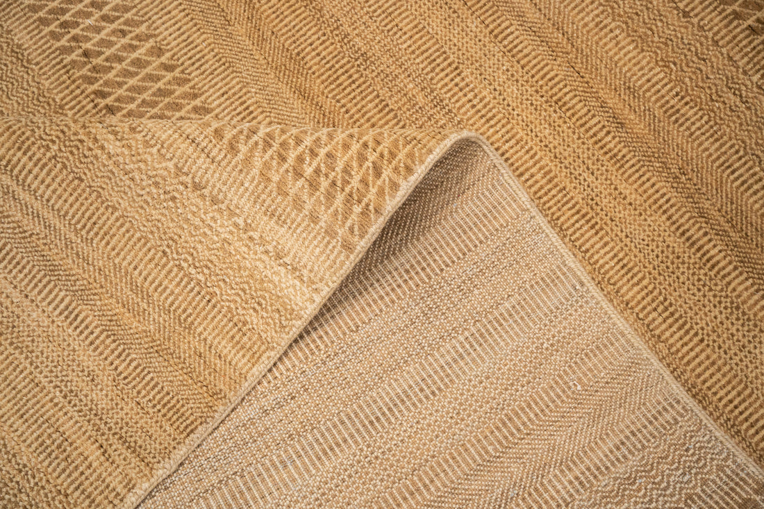 Handknotted Carpet DIA- 1912 MCN,  Brown Yellow & Coyote Brown