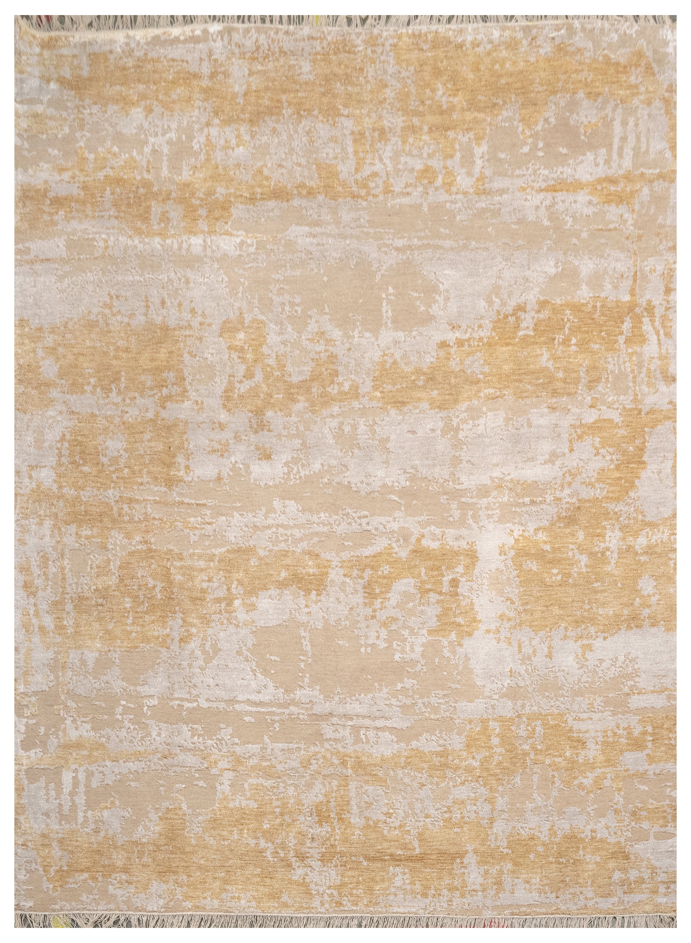 Abstract Design  Handknotted Carpet DIA: 19 GALAXY 23, Dark Vanilla, Platinum & Burlywood