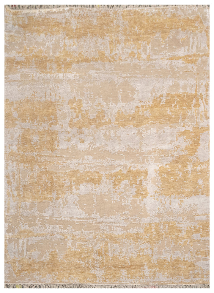Abstract Design  Handknotted Carpet DIA: 19 GALAXY 23, Dark Vanilla, Platinum & Burlywood