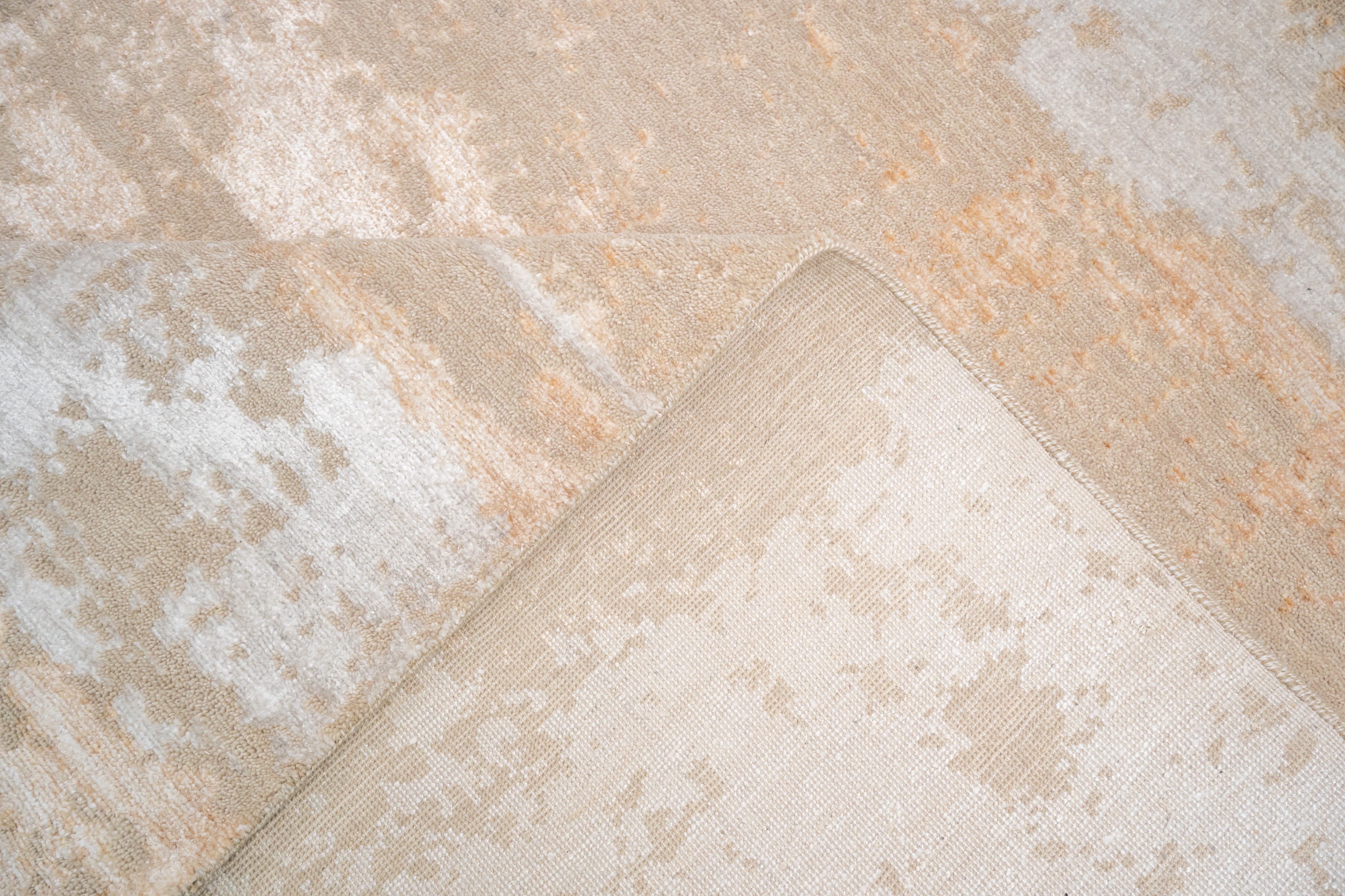 HandKnotted Abstract Carpet DIA- 20 GALAXY 23 Pastel Gray, Platinum & Beaver