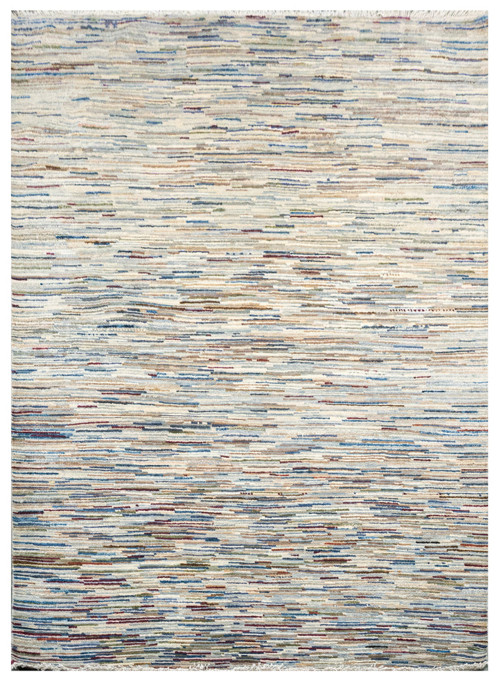 Handknotted Carpet DIA- 2086 MODERN LINEAR PATTERN, Steel Blue, Dusty Rose, Muted Teal