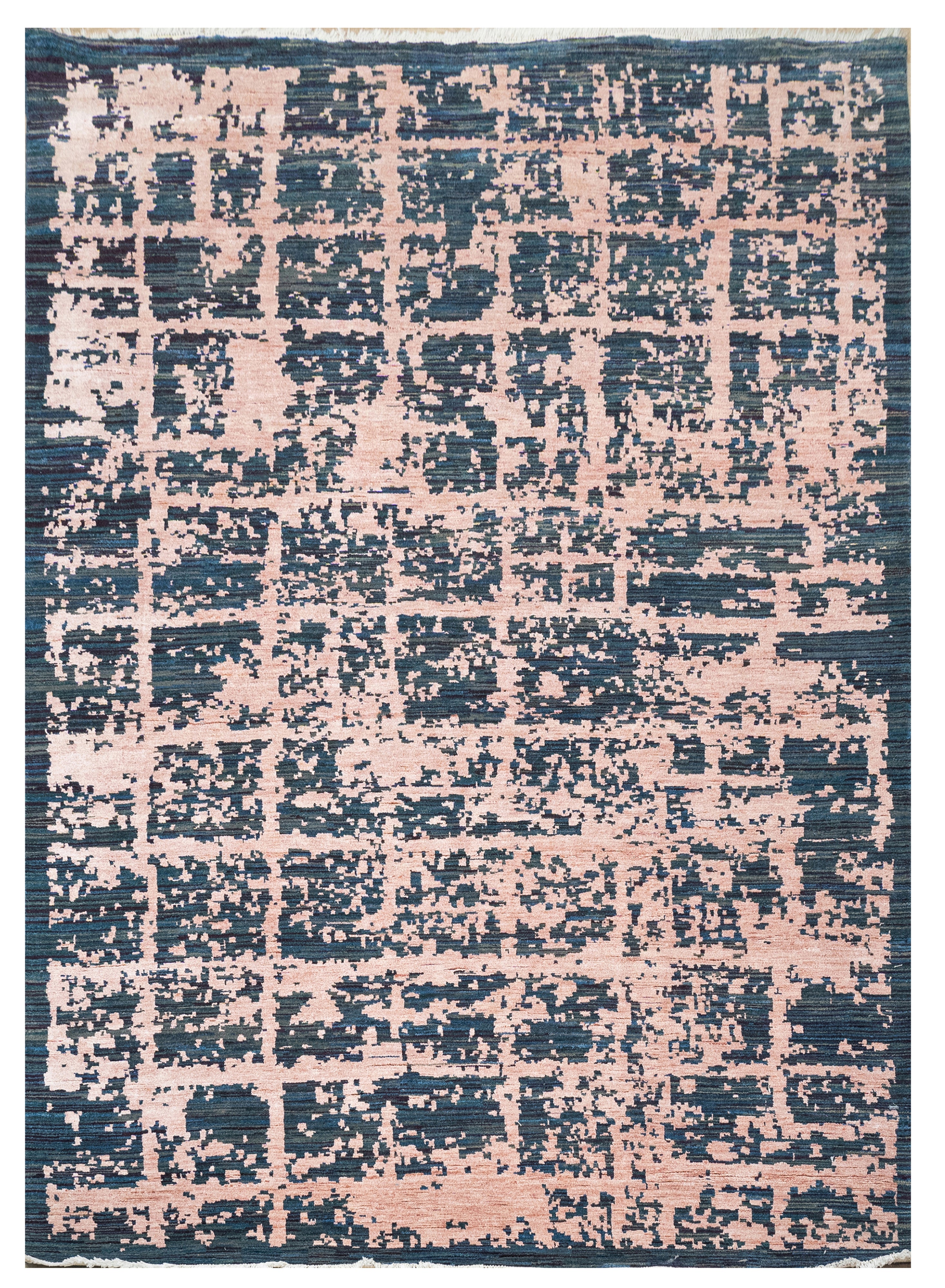 Handknotted Carpet, DIA- 2706 CHECK, Gunmetal & Pale Taupe