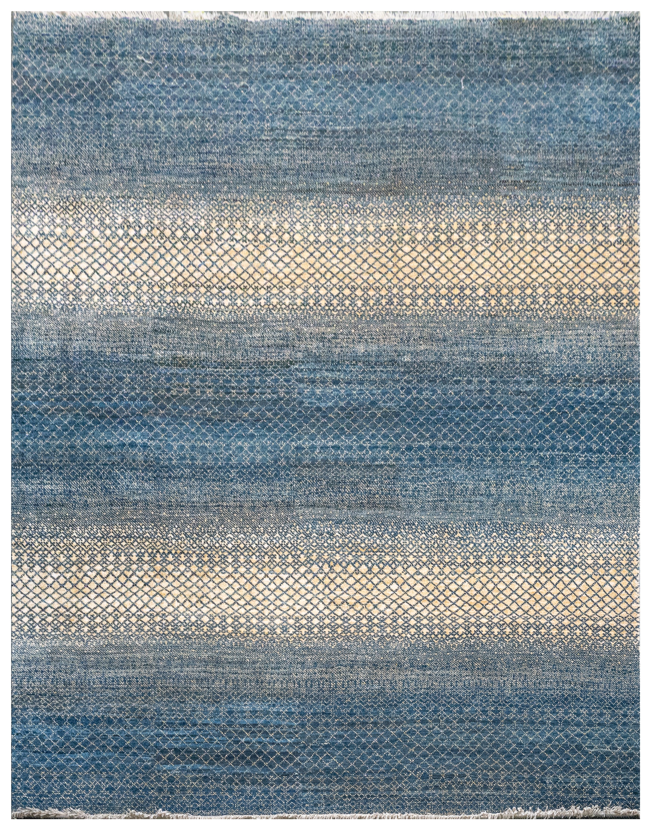 Handknotted Carpet, DIA- 308 DCM, Police Blue & Gold
