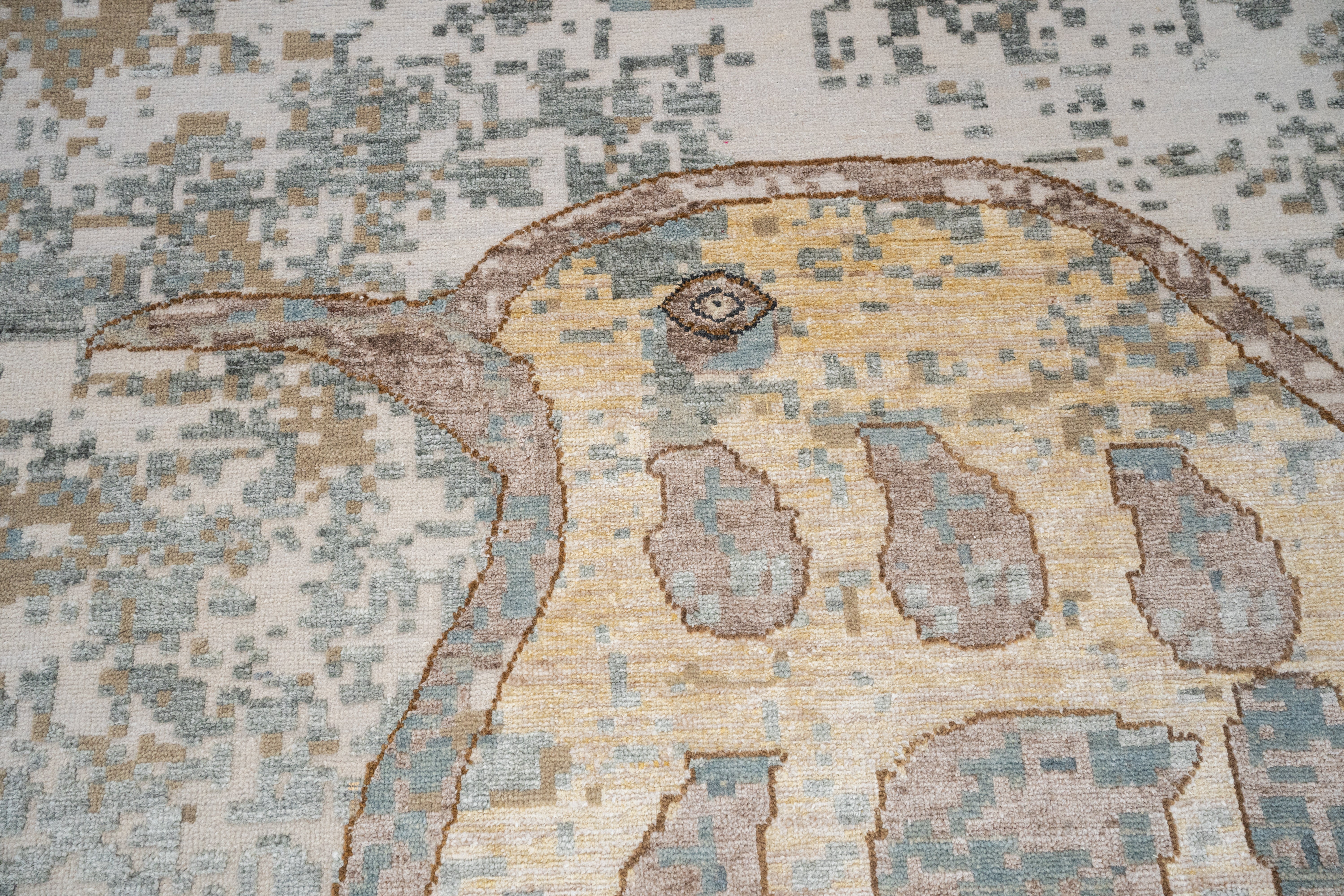 Abstract Design  Handknotted Carpet DIA - 311 GALAXY BIRD, Pastel Grey, Quick Silver & Tan