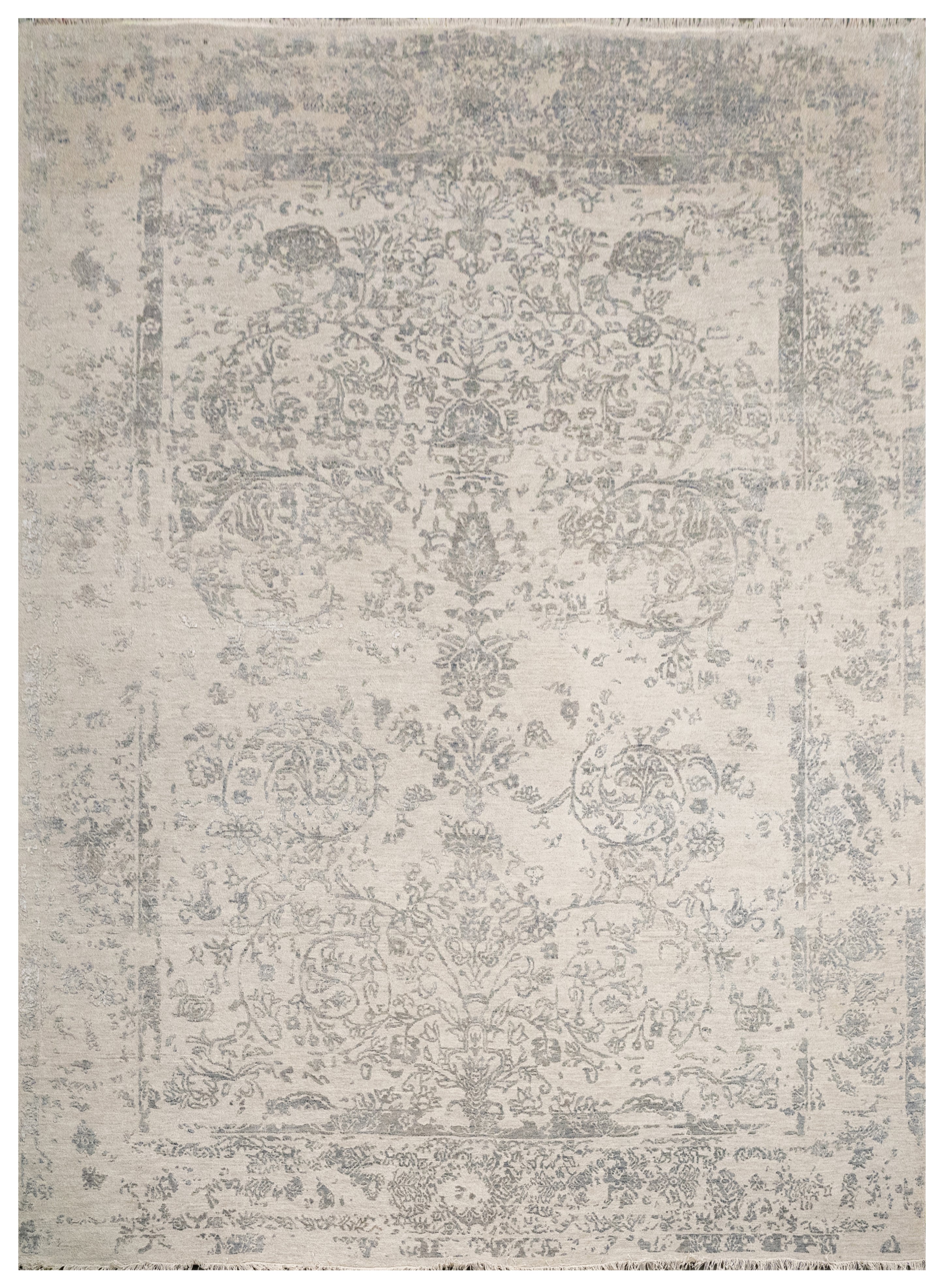 Handknotted Carpet, DIA- 3278 JK ROUND, Silver & Gray