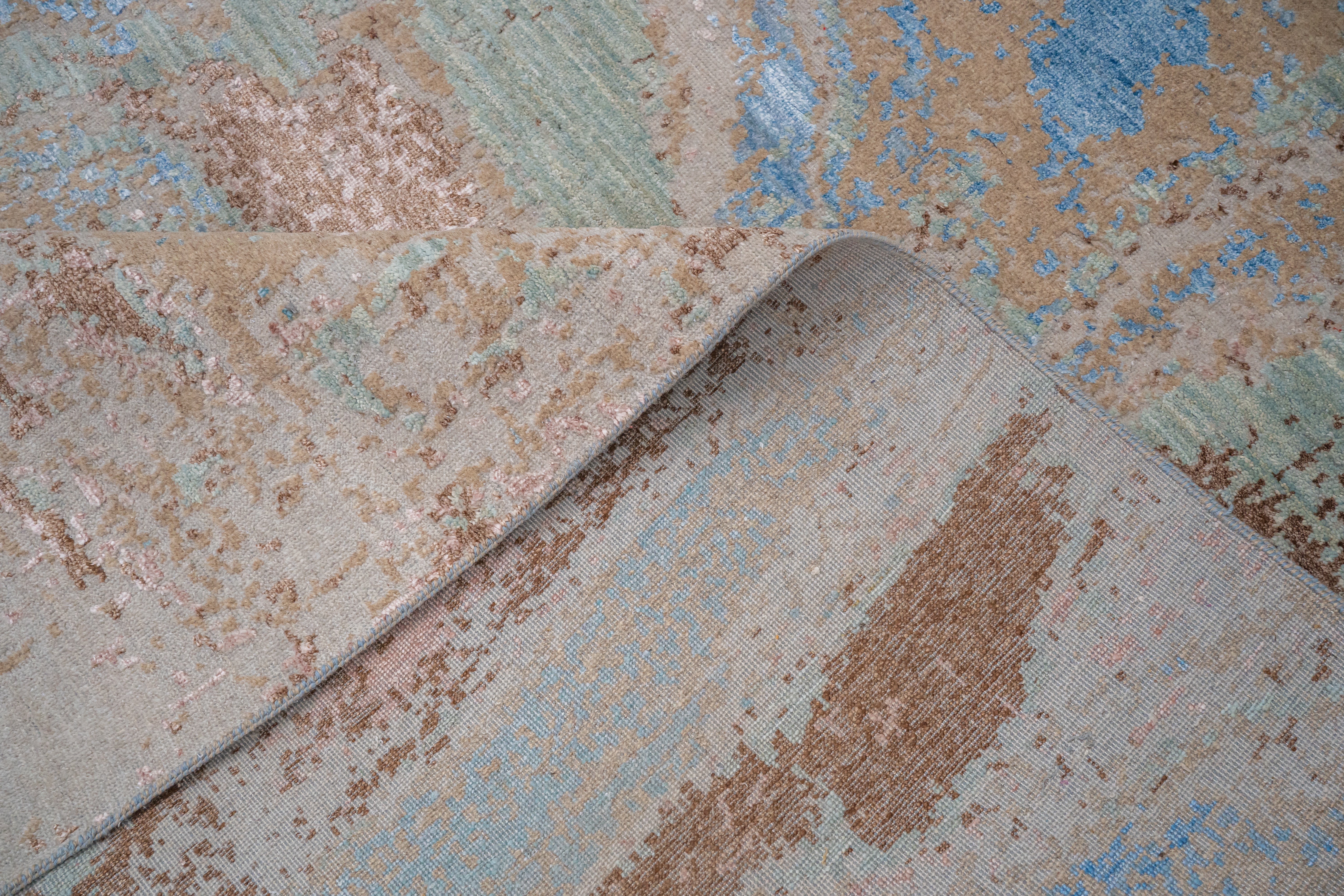 Abstract Handknotted Carpet DIA- 331 GALAXY 22,  Dark Gray, Mud Roman, Silver Slate & Gray