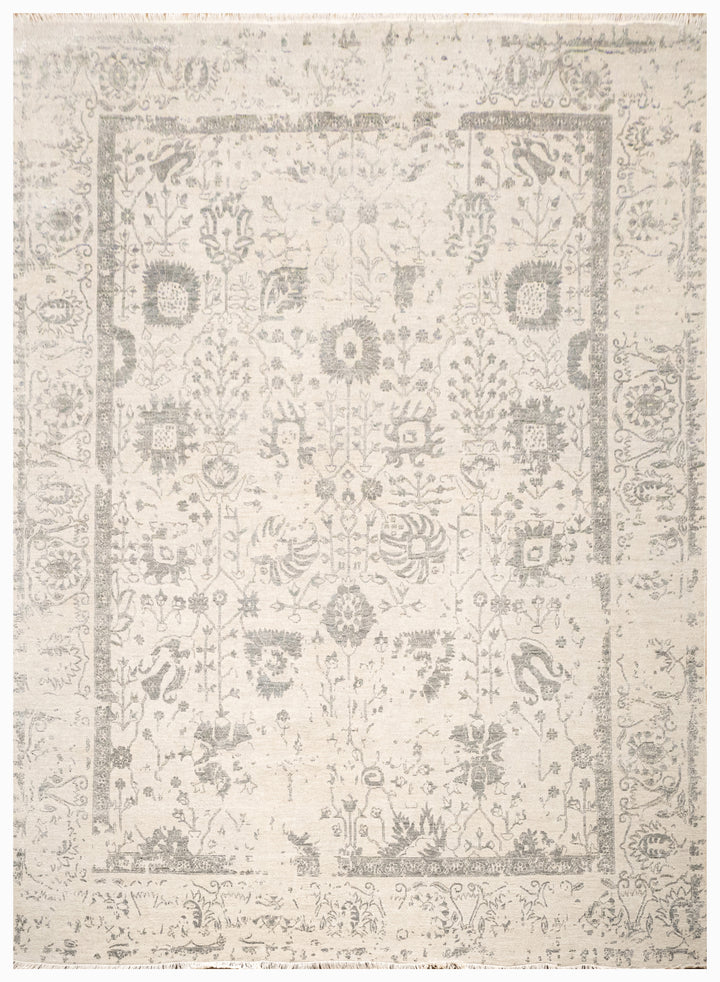 Handknotted Carpet, DIA- 3458 VASE 3, Bone & Gray