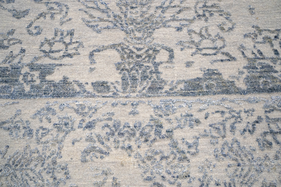 Handknotted Rug  DIA- 39 JK ROUND, Silver & Grey