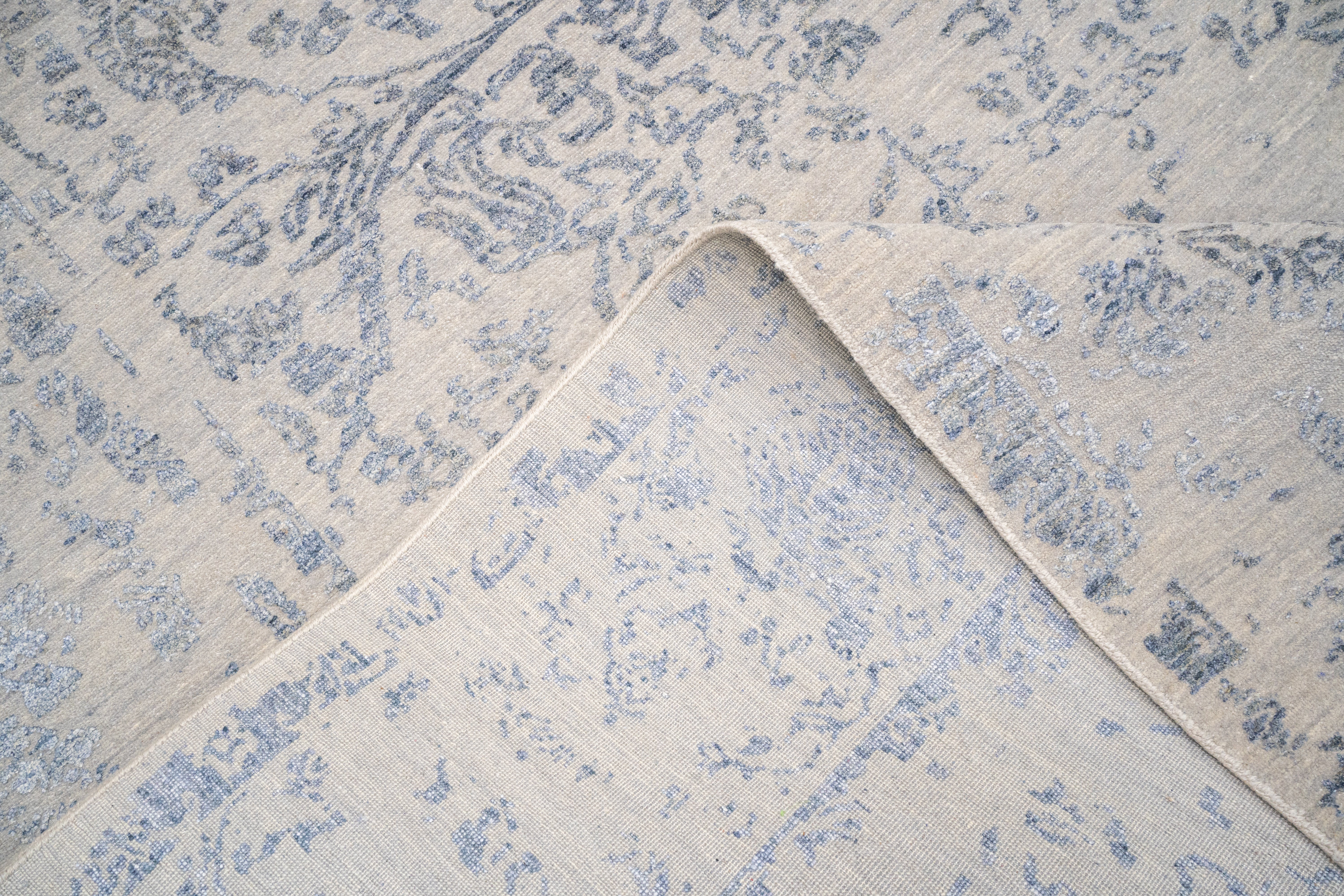 Handknotted Rug  DIA- 39 JK ROUND, Silver & Grey