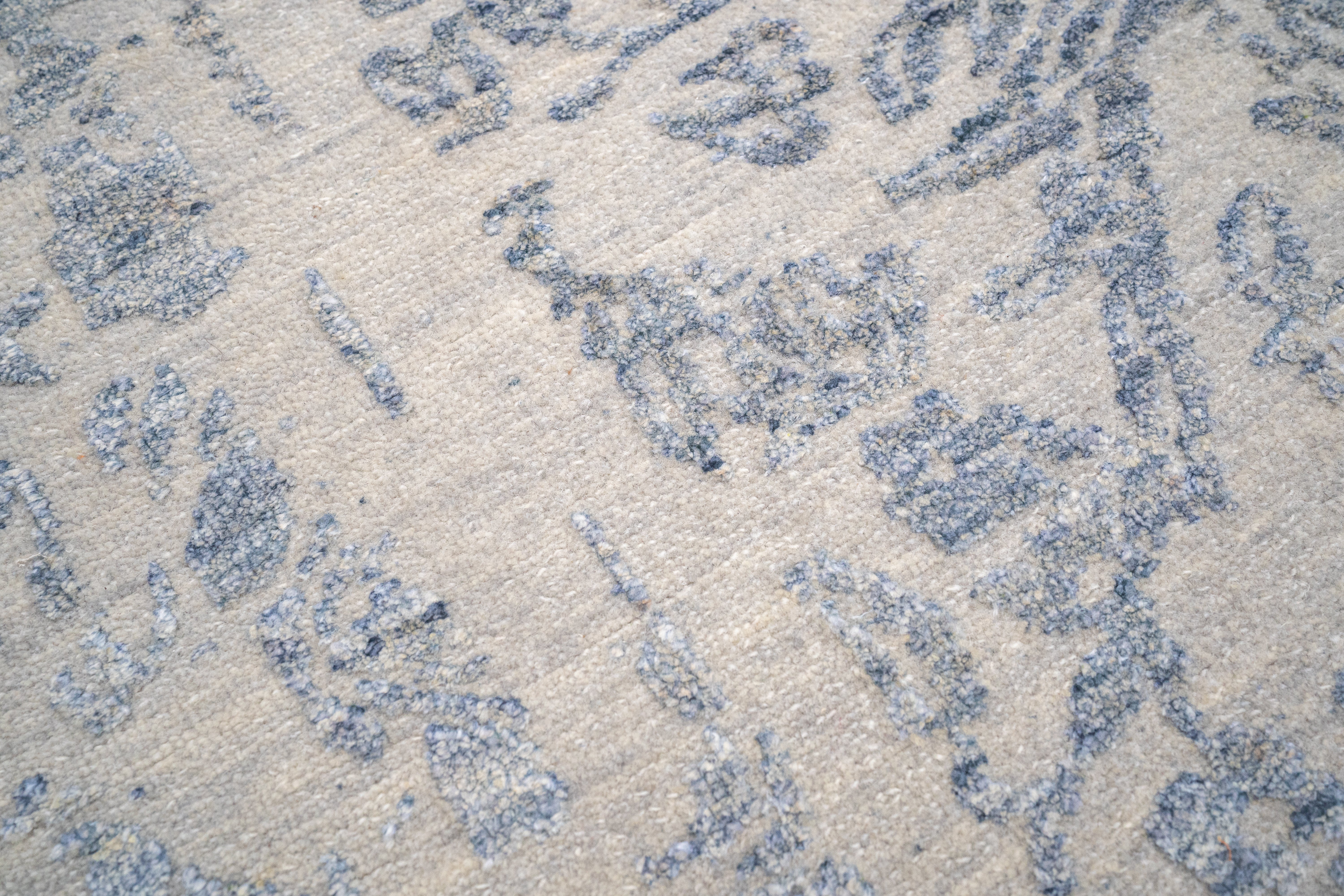 Handknotted Rug  DIA- 39 JK ROUND, Silver & Grey