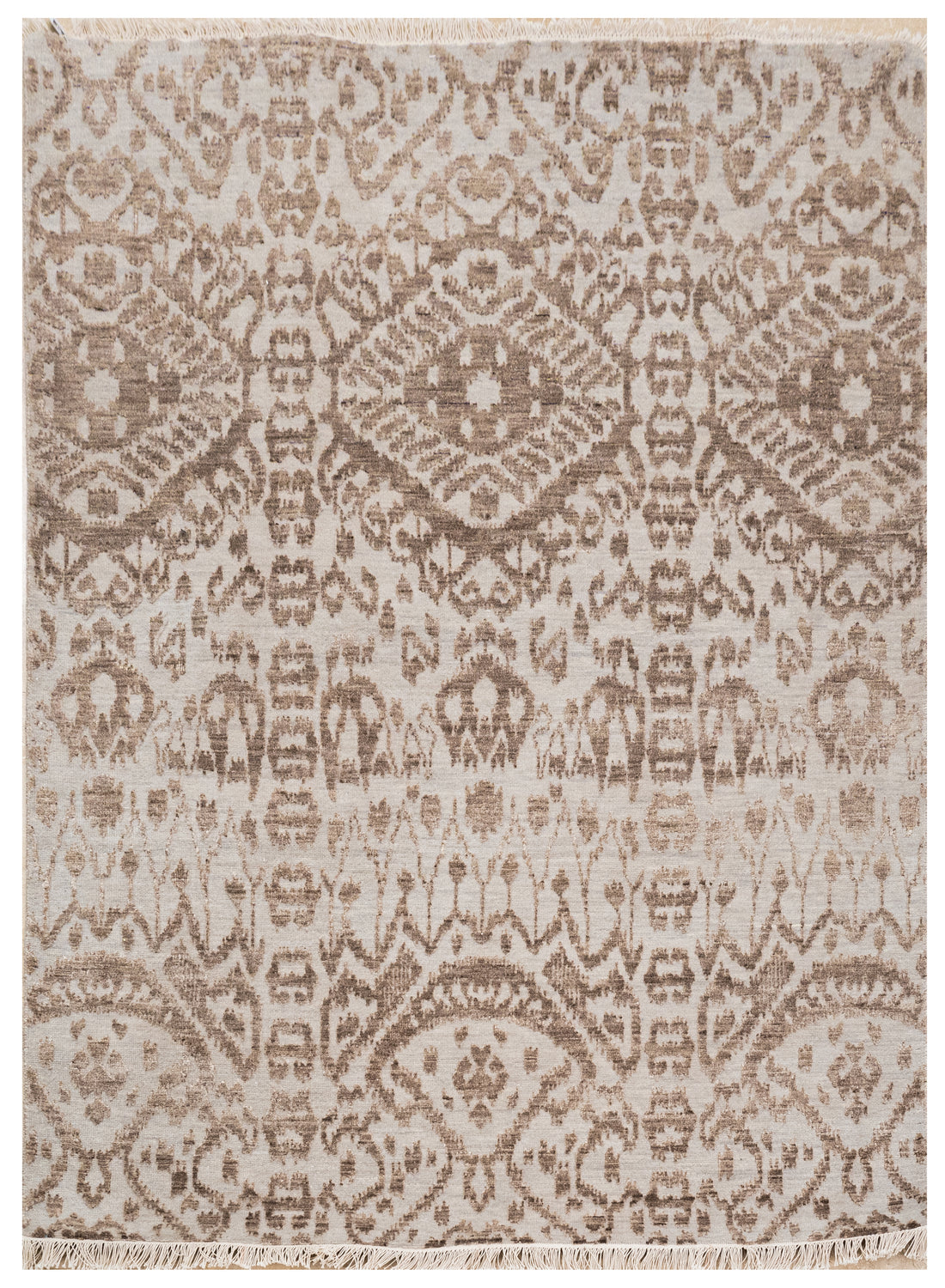 Handknotted Carpet DIA- 398 EKT-L, Pale Silver & Pastel Brown