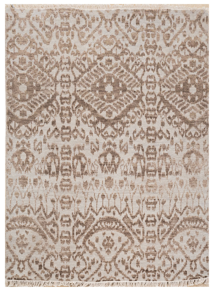 Handknotted Carpet DIA- 398 EKT-L, Pale Silver & Pastel Brown