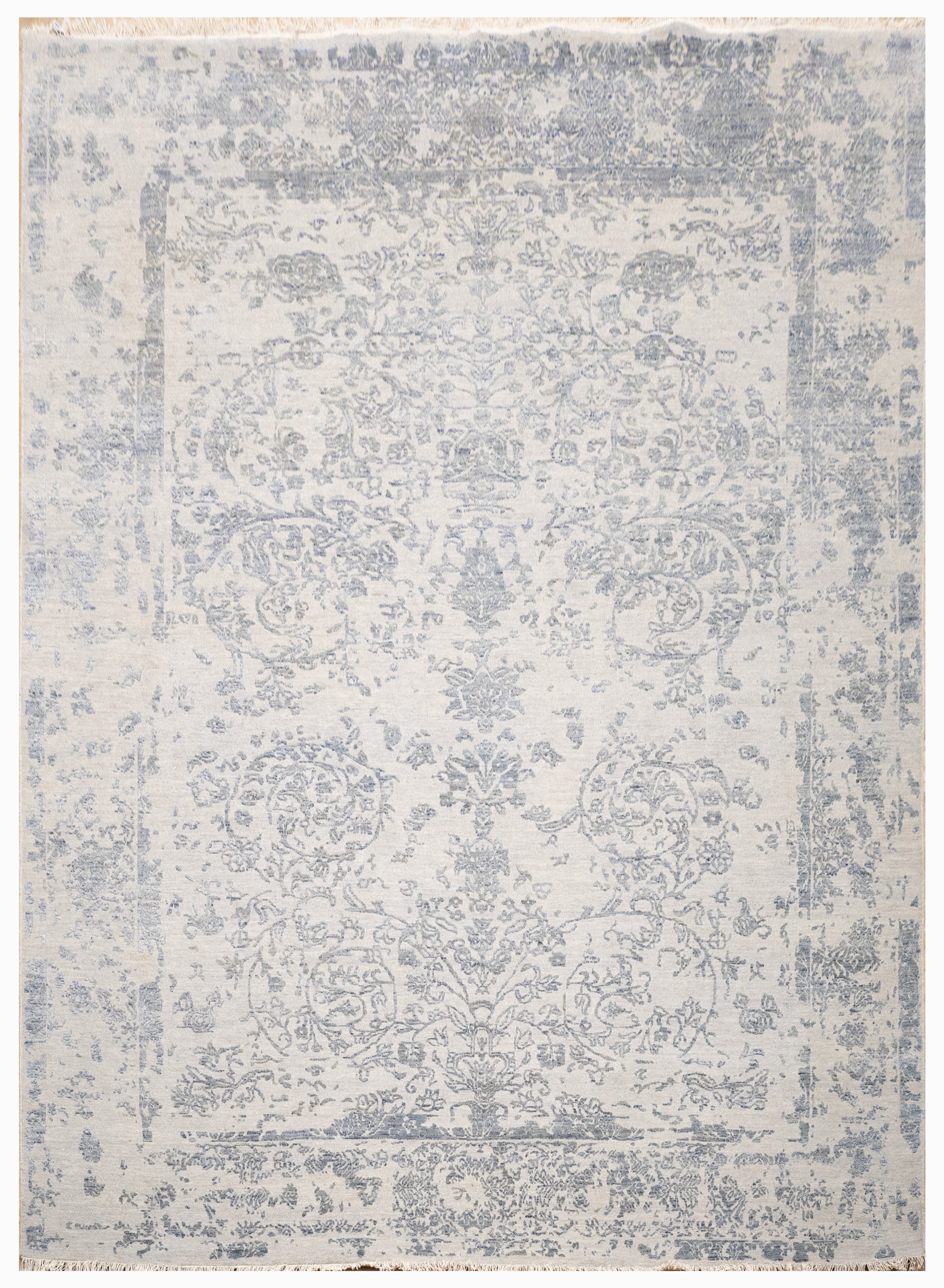 Handknotted Rug  DIA- 39 JK ROUND, Silver & Grey