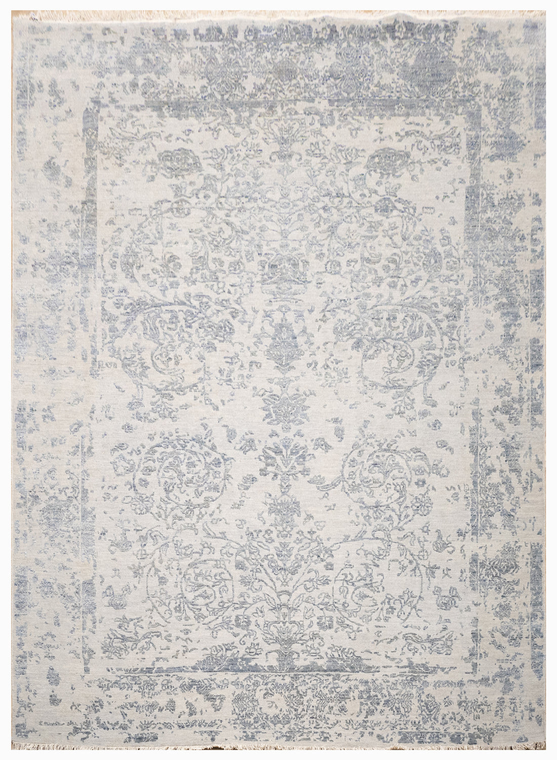 Handknotted Rug  DIA- 39 JK ROUND, Silver & Grey