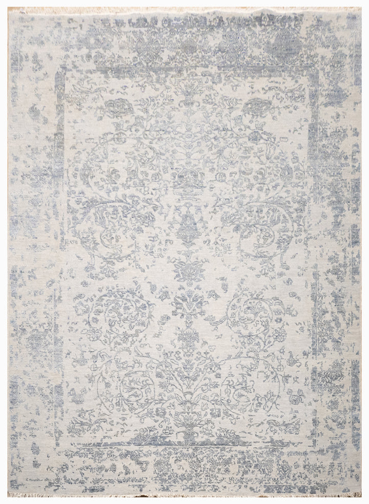 Handknotted Rug  DIA- 39 JK ROUND, Silver & Grey