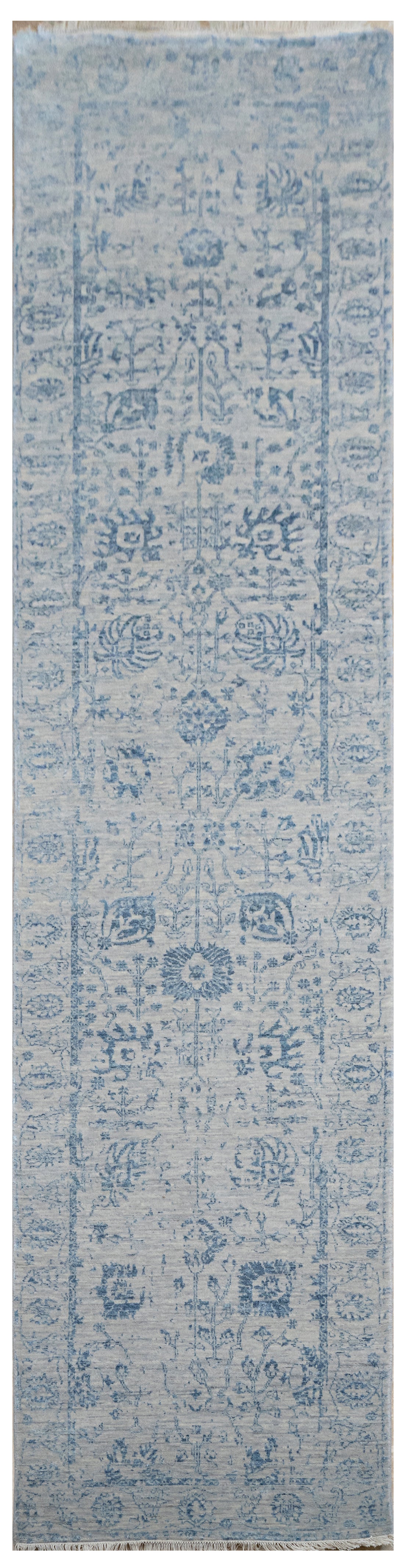 Handknotted Carpet DIA- 421 VASE 3,  Pale Silver & Aqua