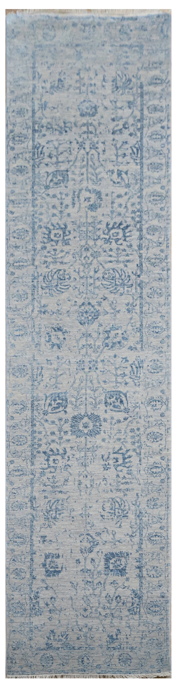 Handknotted Carpet DIA- 421 VASE 3,  Pale Silver & Aqua