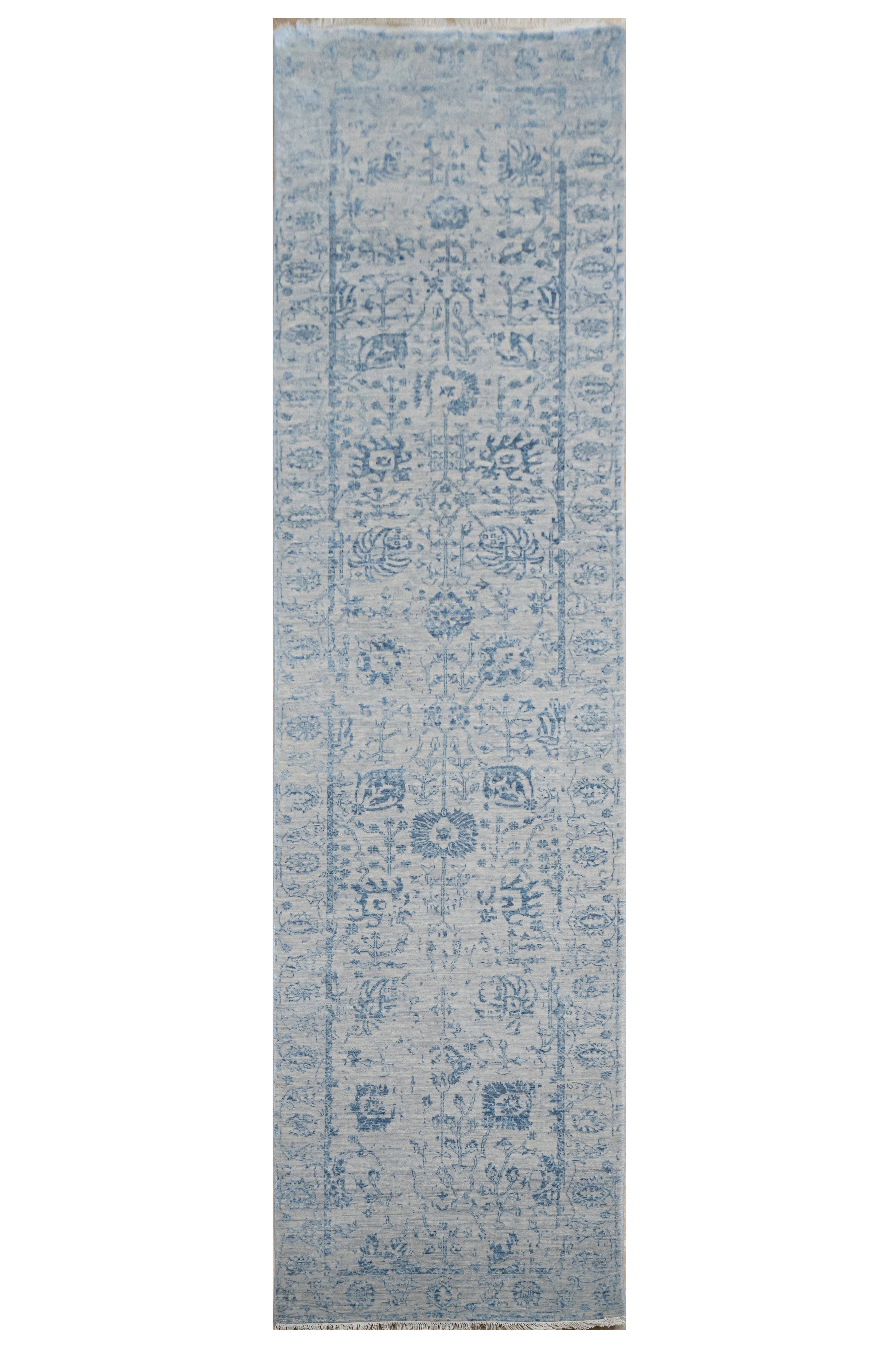 Handknotted Carpet DIA- 421 VASE 3,  Pale Silver & Aqua