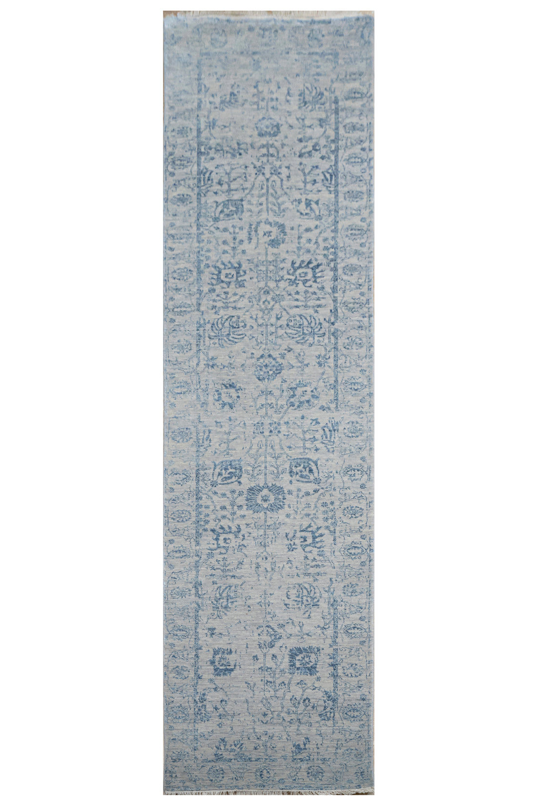 Handknotted Carpet DIA- 421 VASE 3,  Pale Silver & Aqua