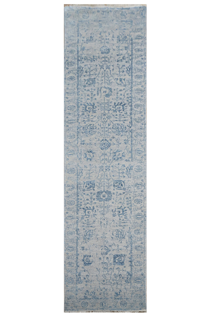 Handknotted Carpet DIA- 421 VASE 3,  Pale Silver & Aqua