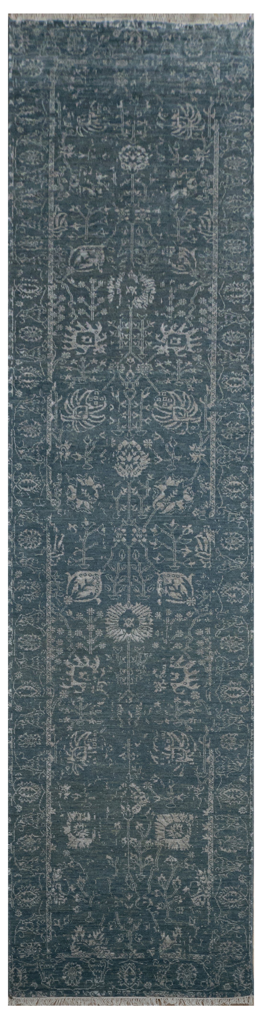 Handknotted Carpet DIA: 422 VASE 3, Denim Blue & Silver
