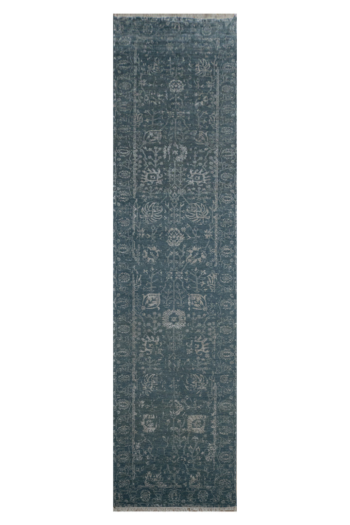 Handknotted Carpet DIA: 422 VASE 3, Denim Blue & Silver