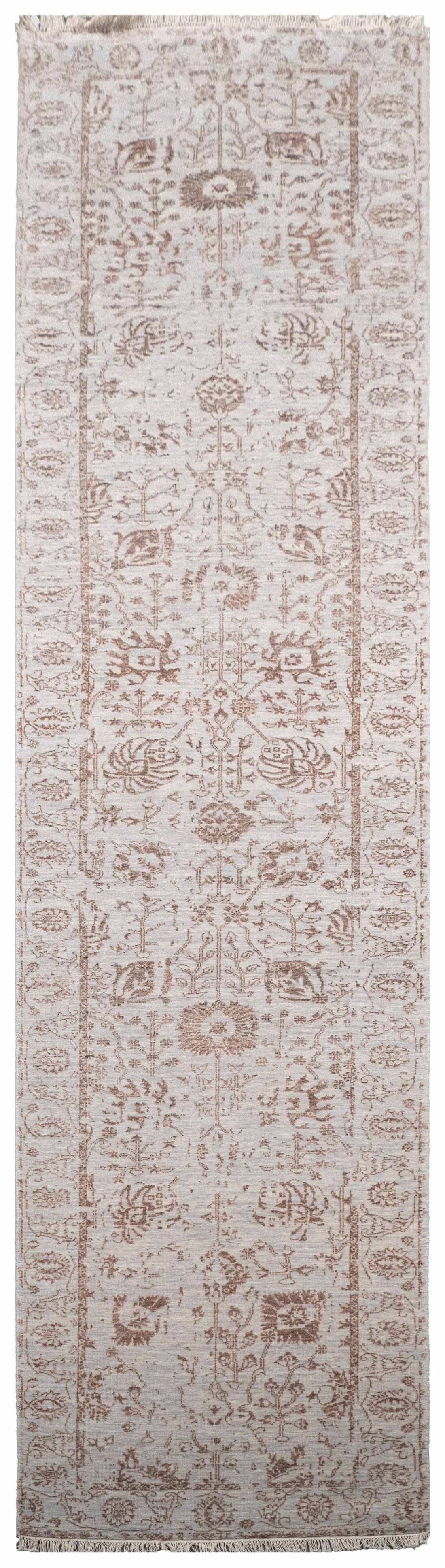 Handknotted Carpet DIA- 423 VASE 3, Silver & Brown