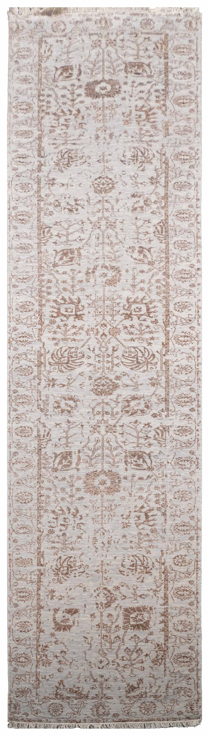 Handknotted Carpet DIA- 423 VASE 3, Silver & Brown