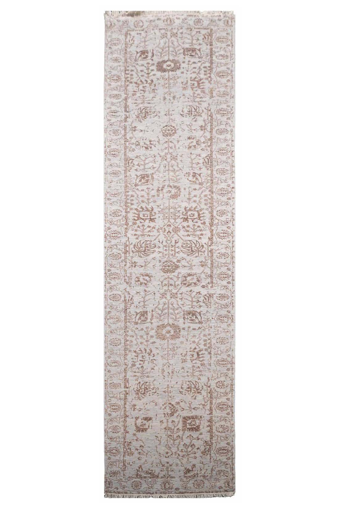 Handknotted Carpet DIA- 423 VASE 3, Silver & Brown