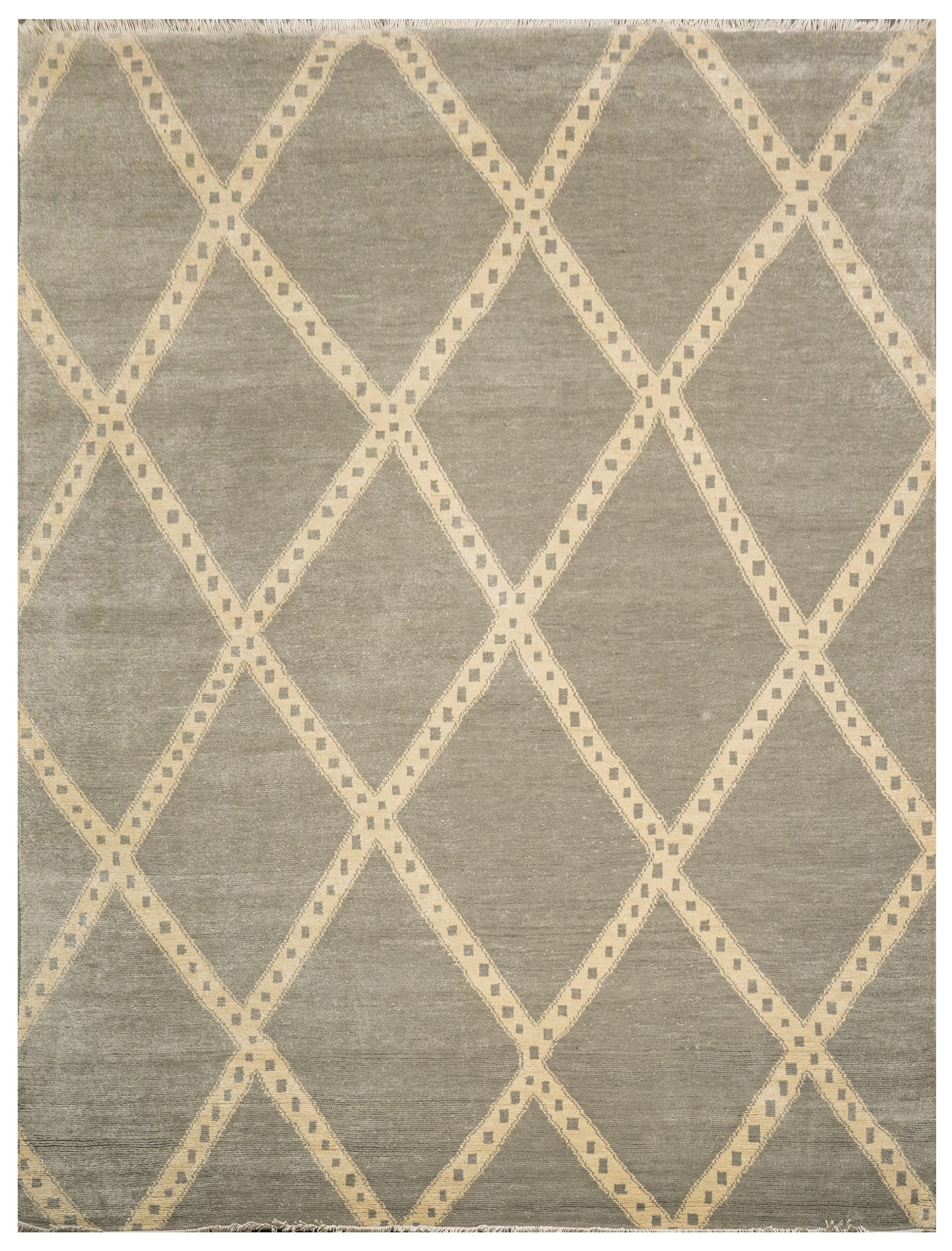 Handknotted Carpet, DIA- 4270 LINE 2, Ivory & Olive Green