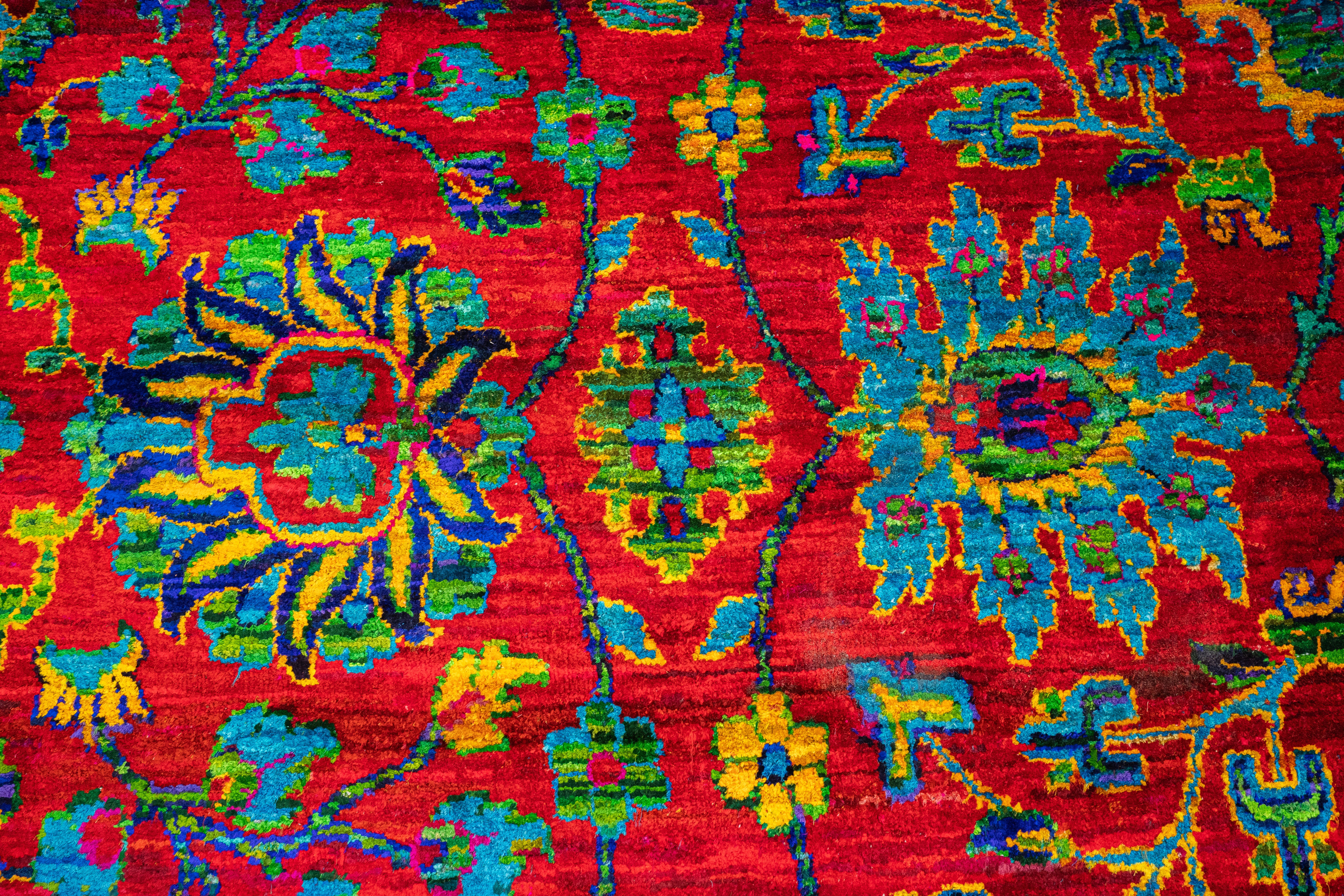 Handknotted Carpet, DIA: 431 VEDIC VRIKSHA, Imperial Red, Selective Yellow & Pacific Blue