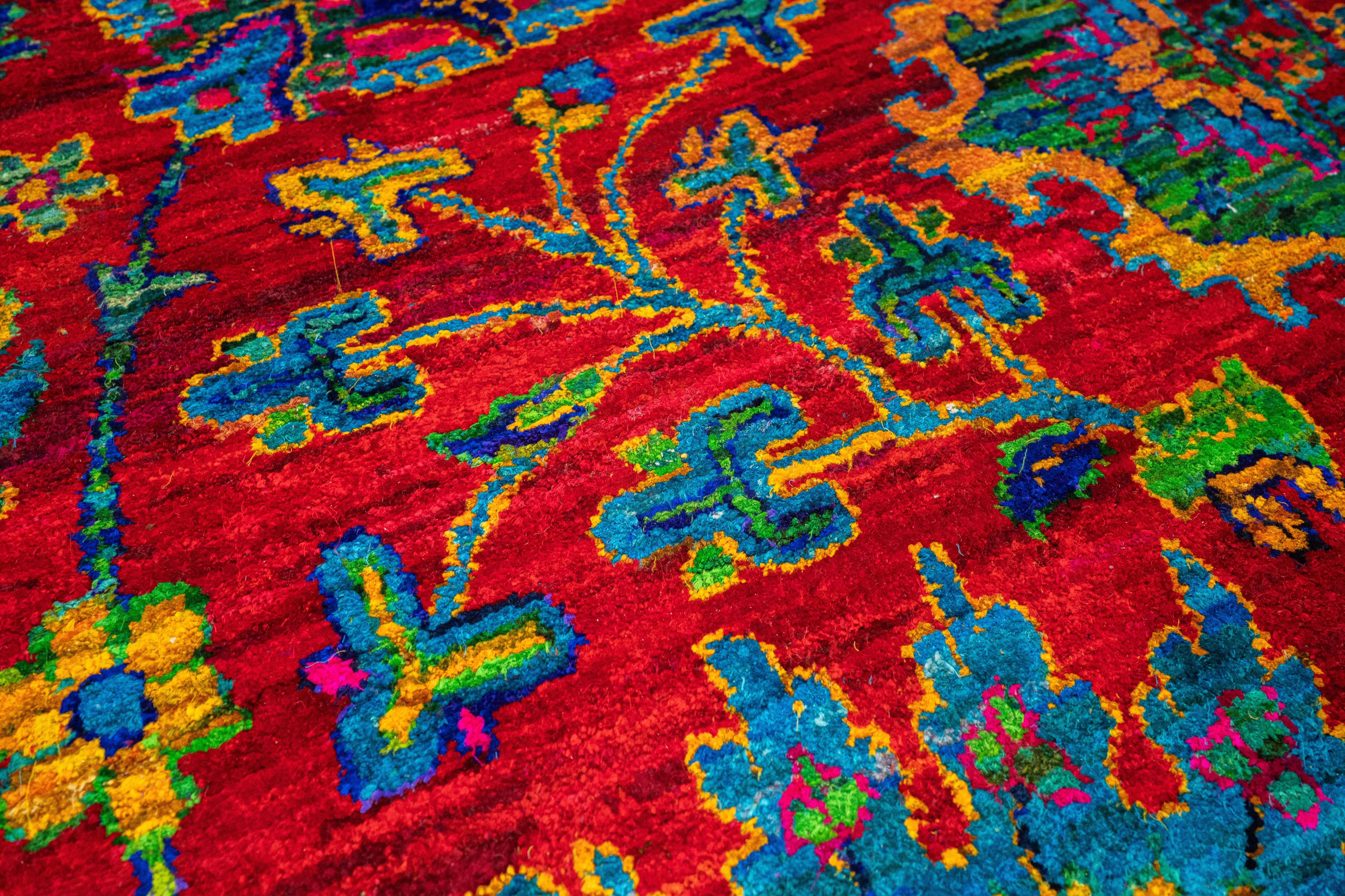 Handknotted Carpet, DIA: 431 VEDIC VRIKSHA, Imperial Red, Selective Yellow & Pacific Blue