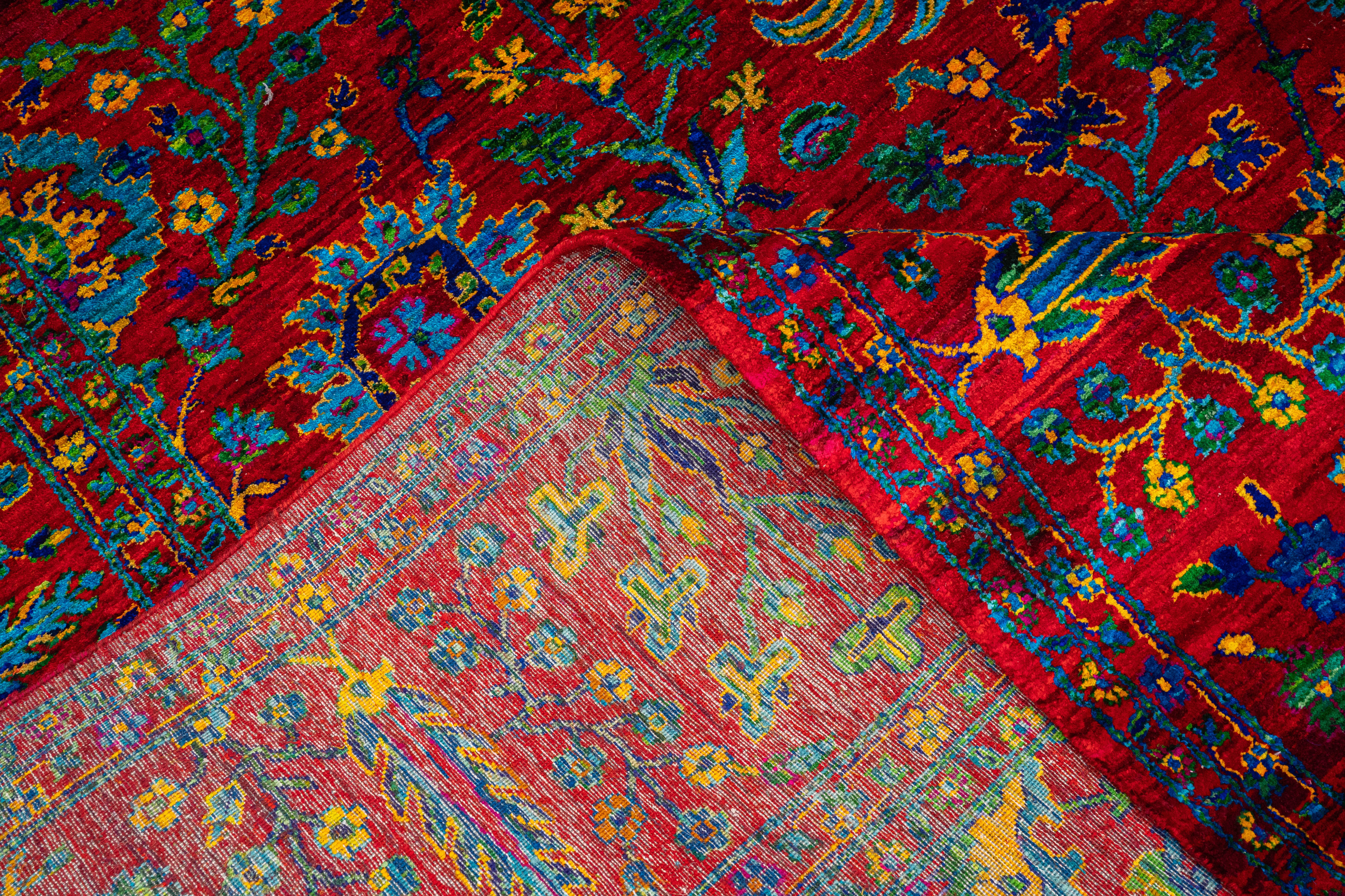 Handknotted Carpet, DIA: 431 VEDIC VRIKSHA, Imperial Red, Selective Yellow & Pacific Blue