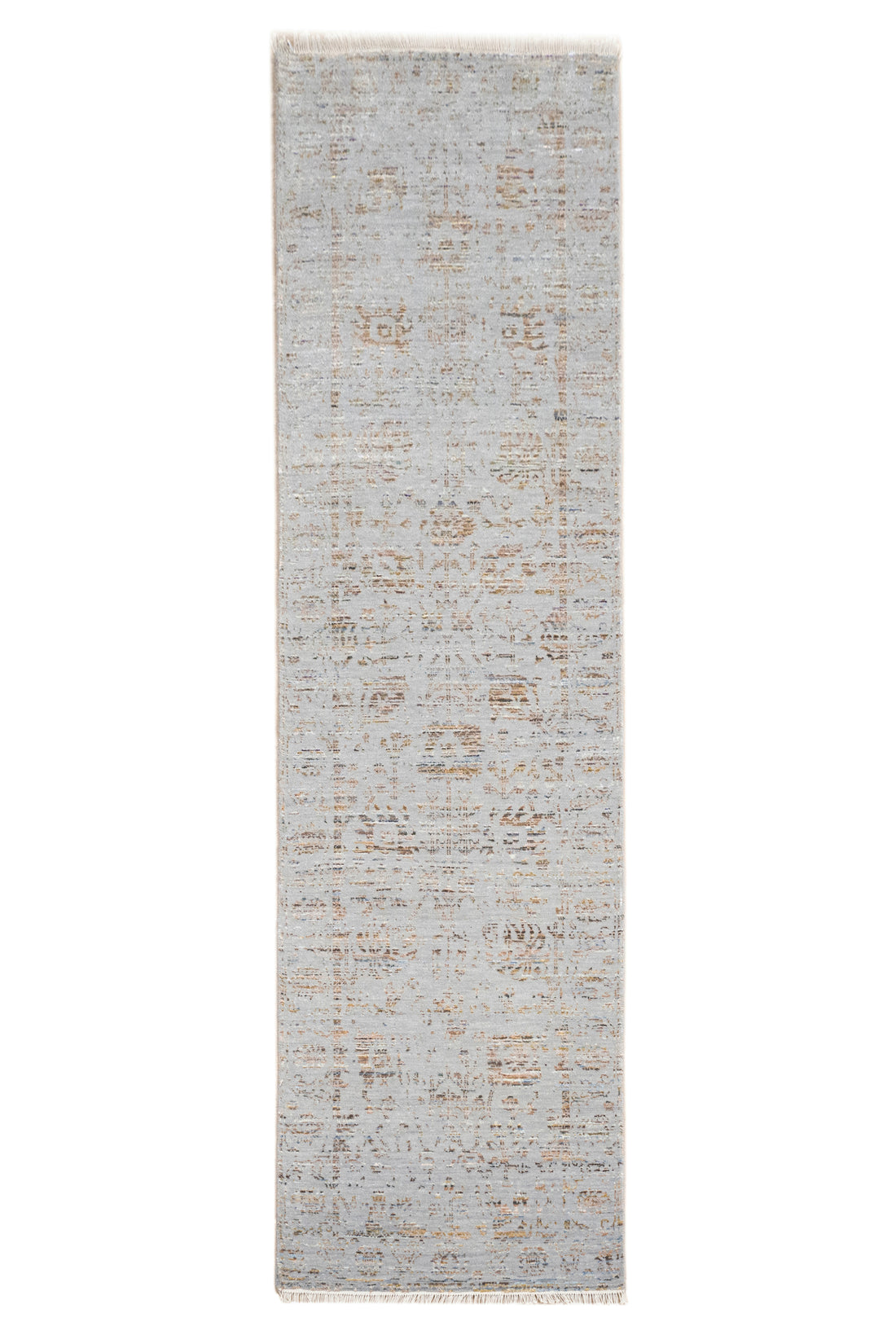 Handknotted Carpet DIA- 441 VASE 3,  Silver & Taupe
