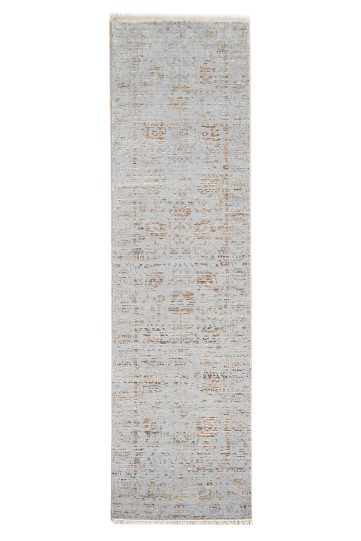 Handknotted Carpet DIA- 441 VASE 3,  Silver & Taupe