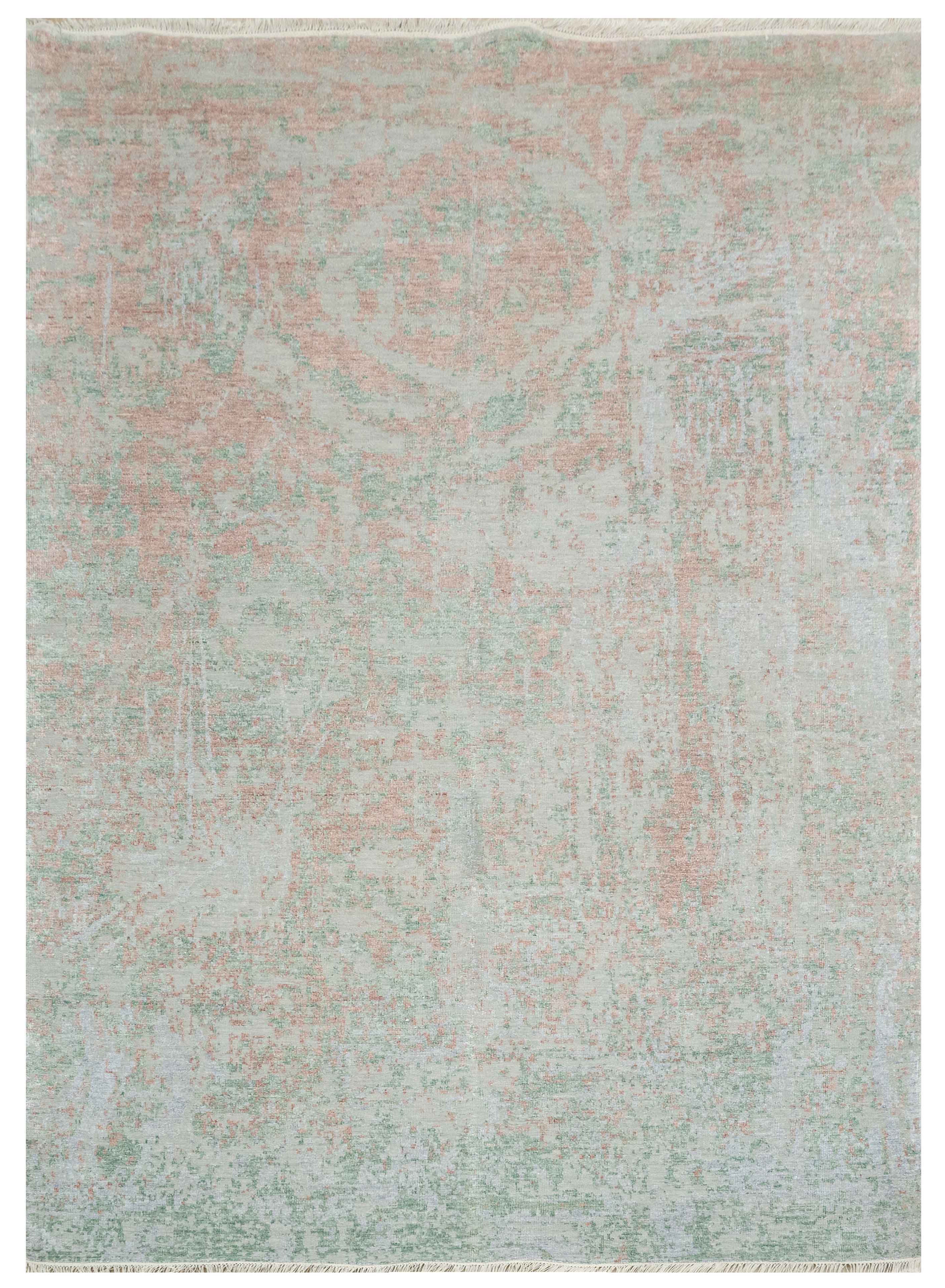 Abstract Design  Handknotted Carpet DIA- 456 GALAXY 18,  Pastel Gray, Rosy Brown & Quick Silver