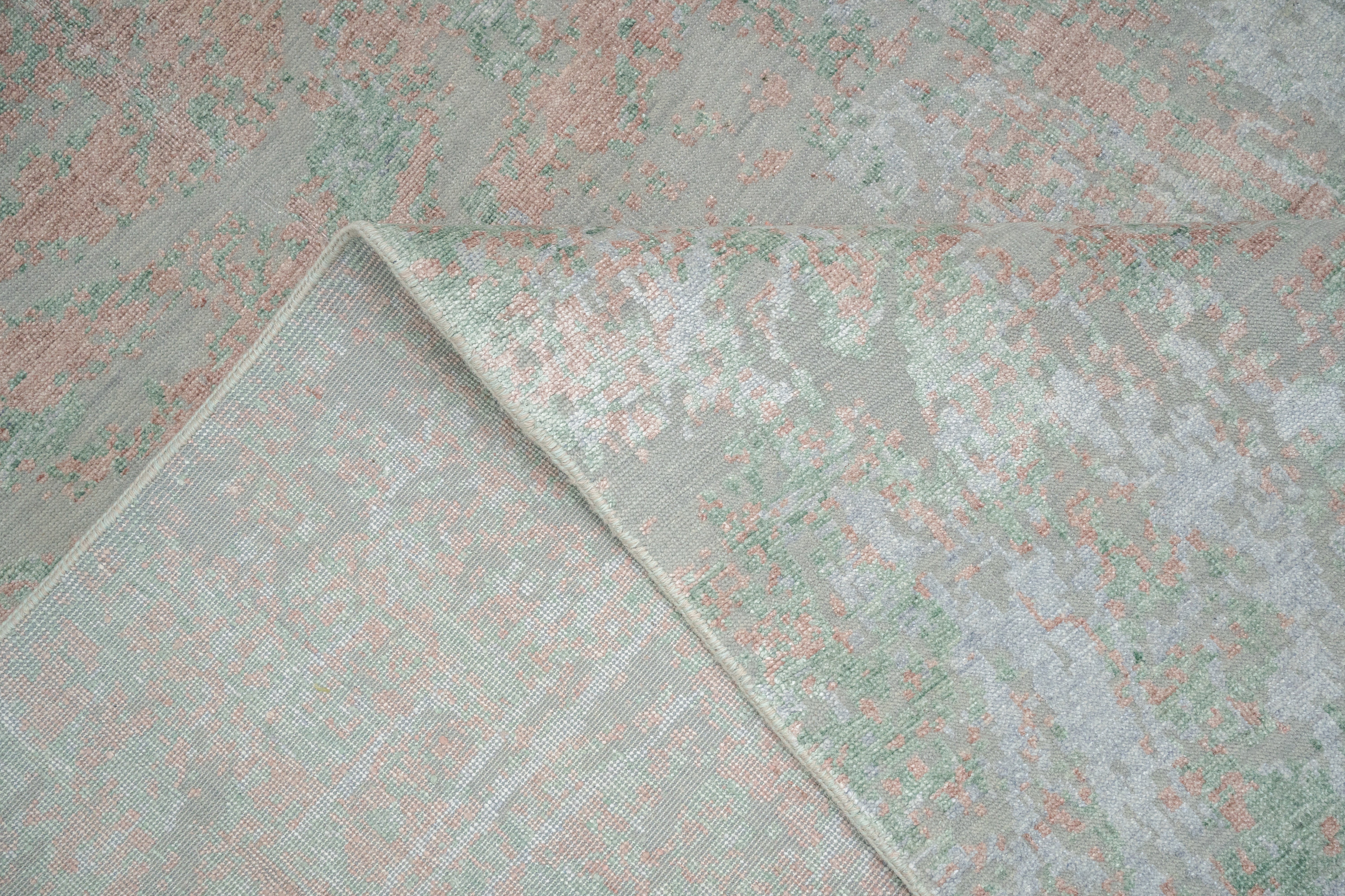 Abstract Design  Handknotted Carpet DIA- 456 GALAXY 18,  Pastel Gray, Rosy Brown & Quick Silver