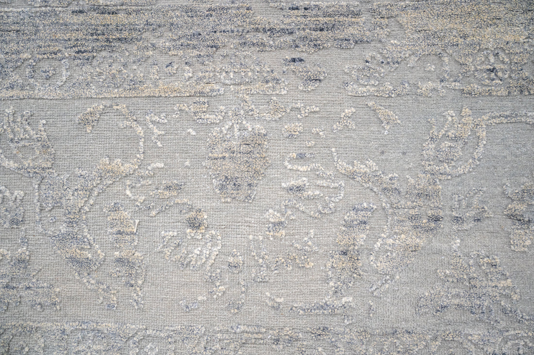 Handknotted Carpet, DIA- 463 JK-A, Silver & Grey