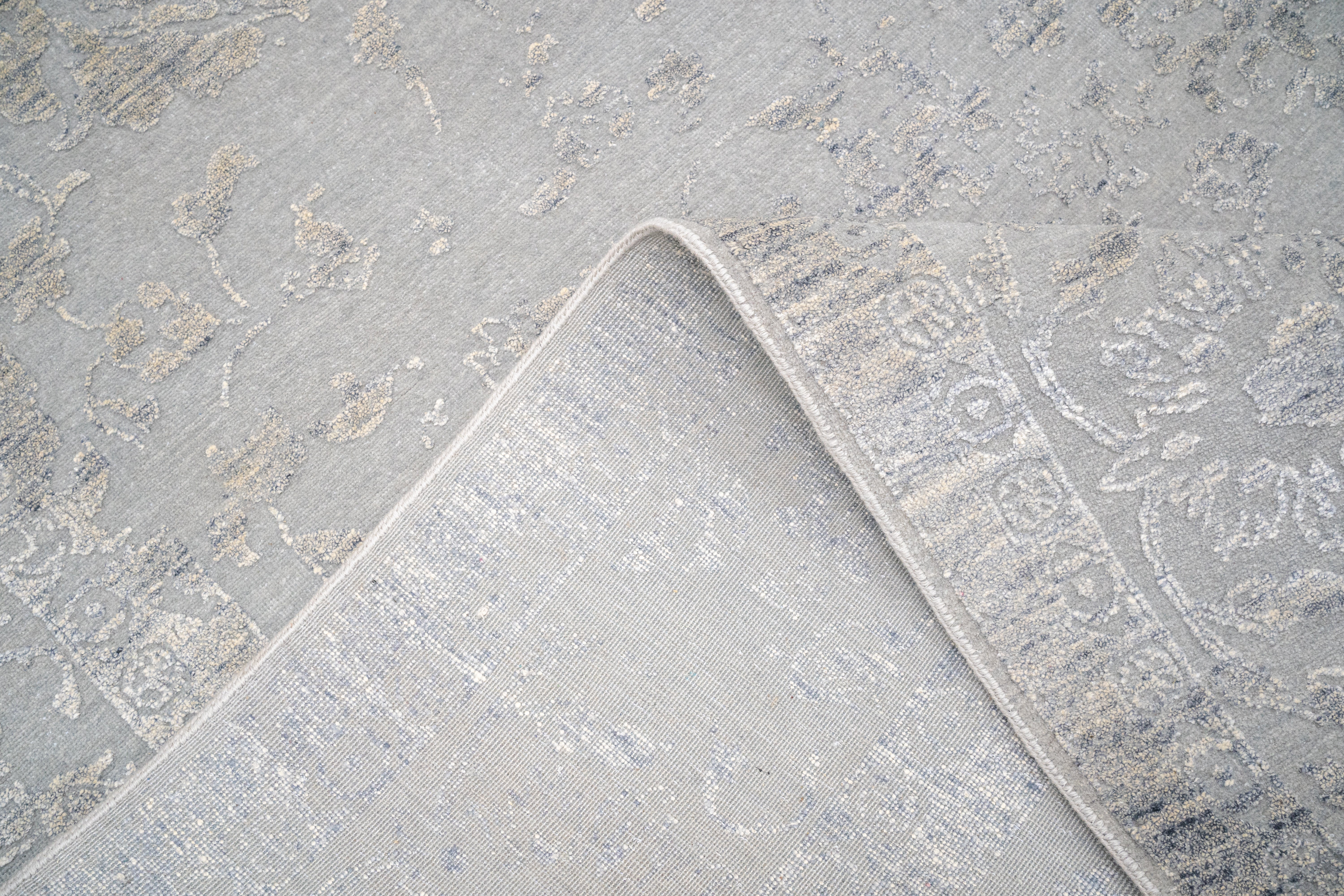 Handknotted Carpet, DIA- 463 JK-A, Silver & Grey