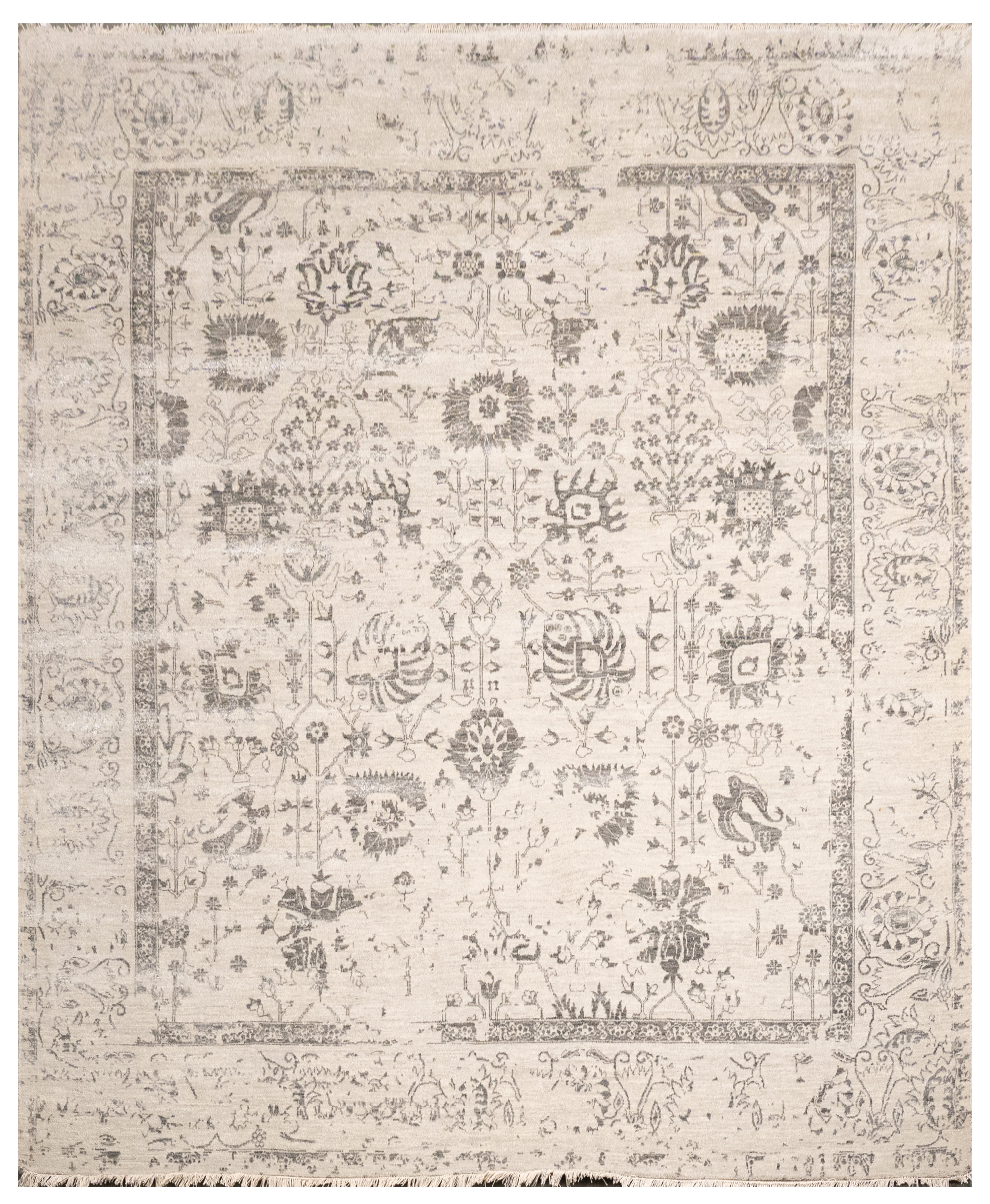 Handknotted Carpet, DIA: 505 VASE 3, Silver & Black