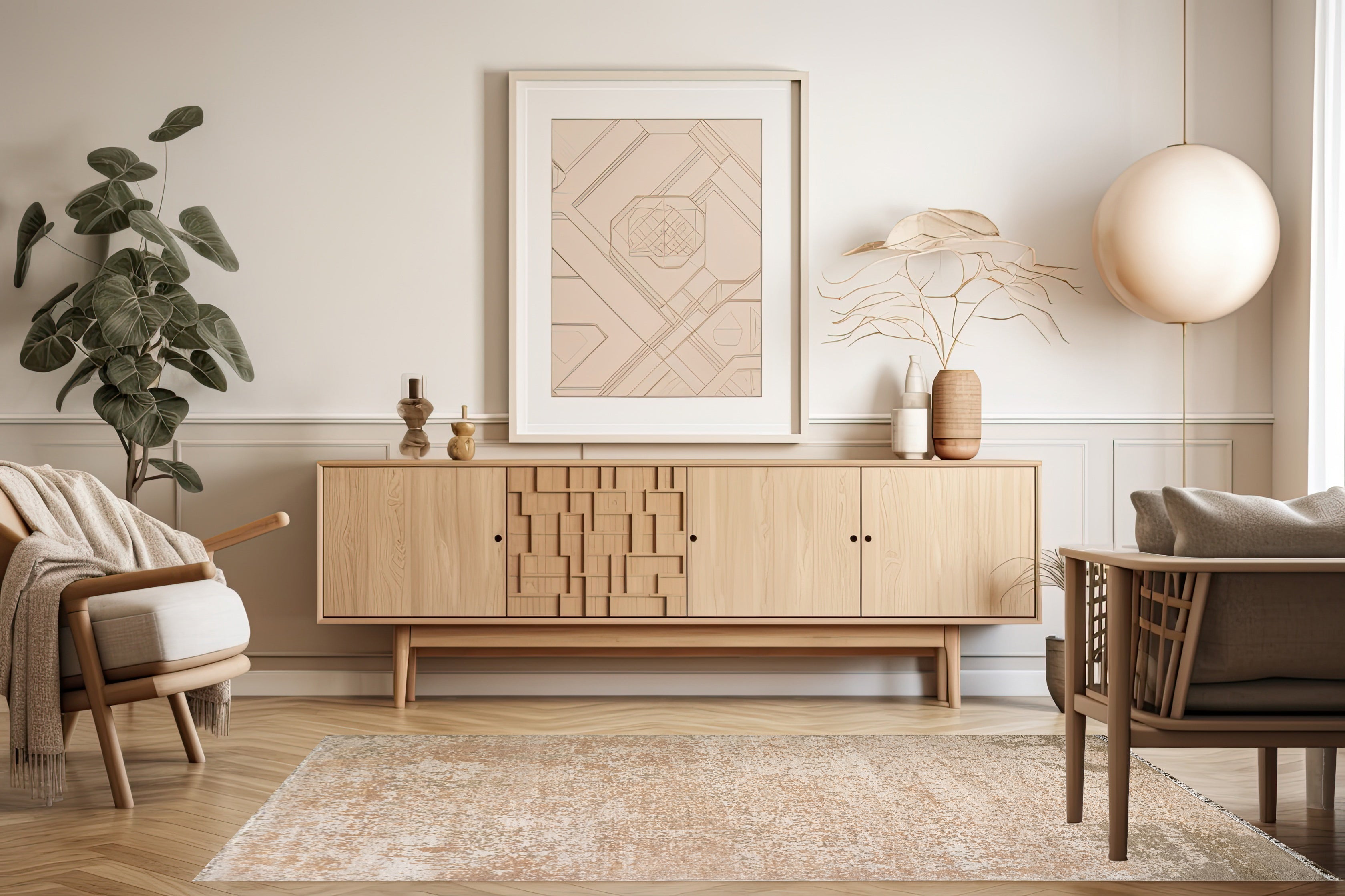 Abstract Design  Handknotted Carpet DIA: 505 GALAXY-AJ Pastel Gray, Pastel Brown & Beaver