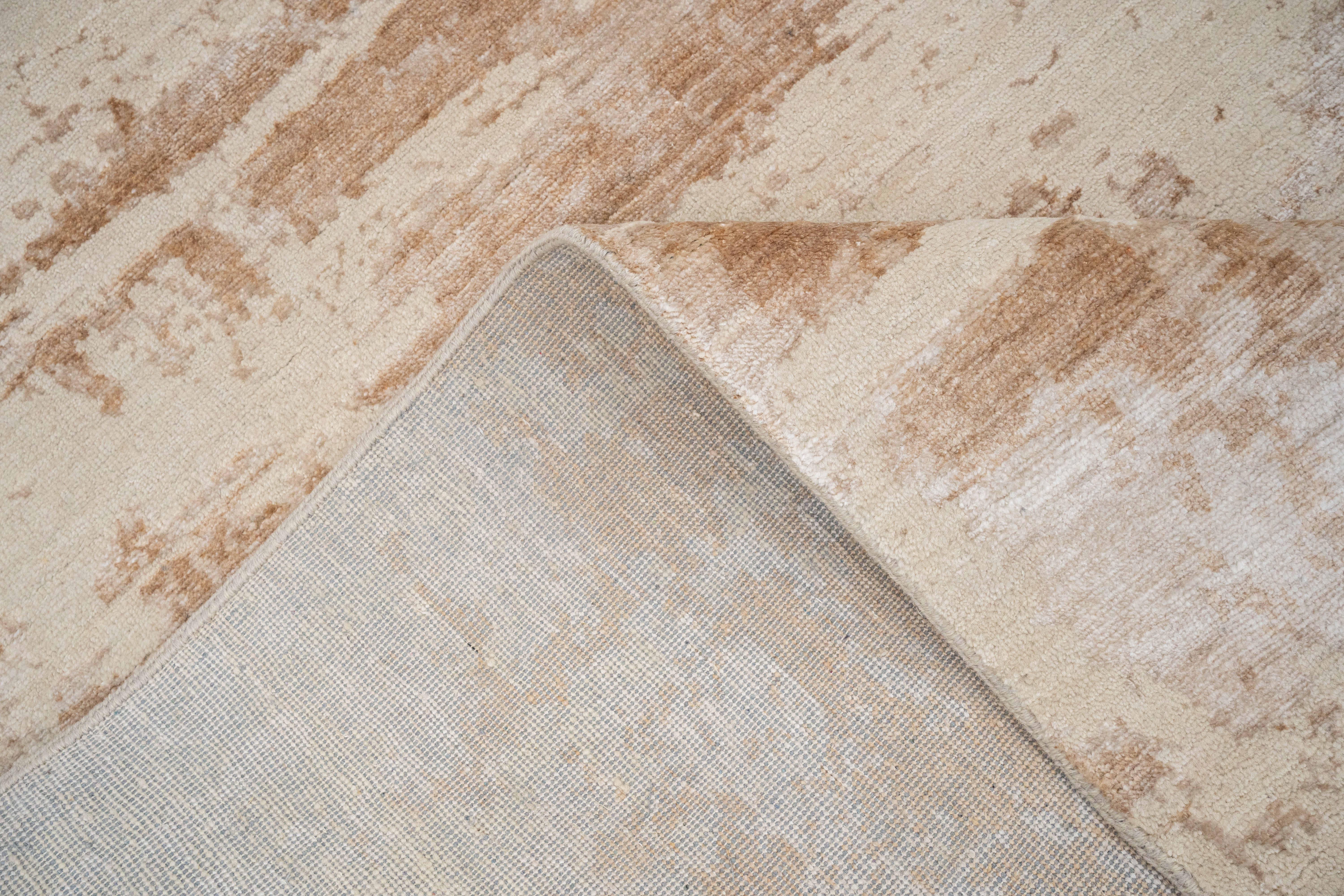 Abstract Design  Handknotted Carpet DIA- 598 GALAXY 23,  White Coffee & Beaver