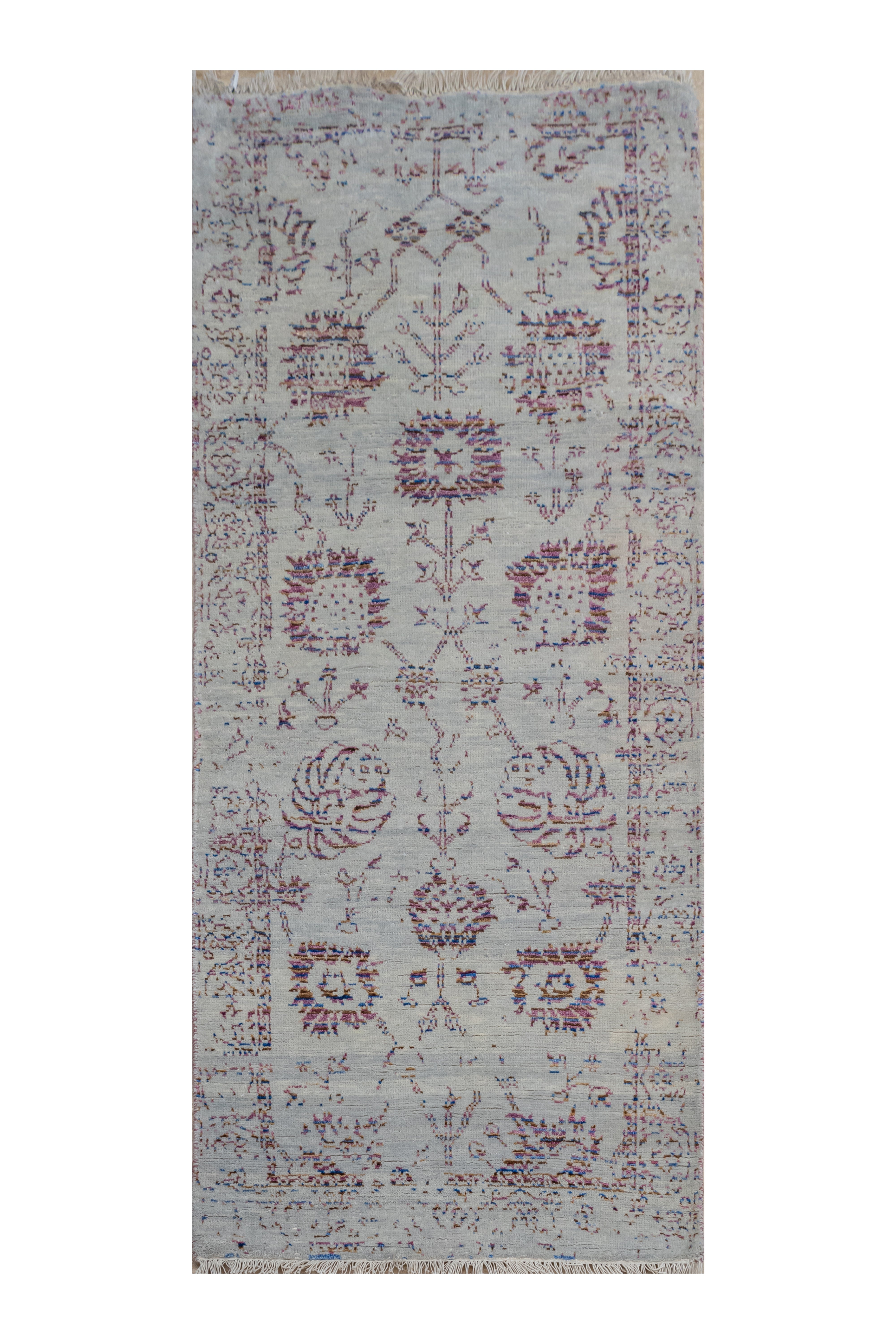 Handknotted Carpet DIA- 634 VASE 3, Silver & Multi