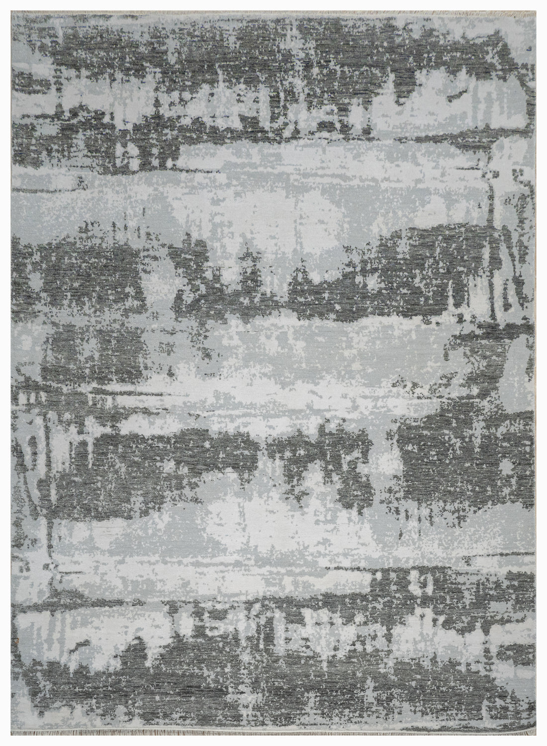 Abstract Handknotted Carpet  DIA- 65 GALAXY 23, Argent, Black Olive & Quick Silver