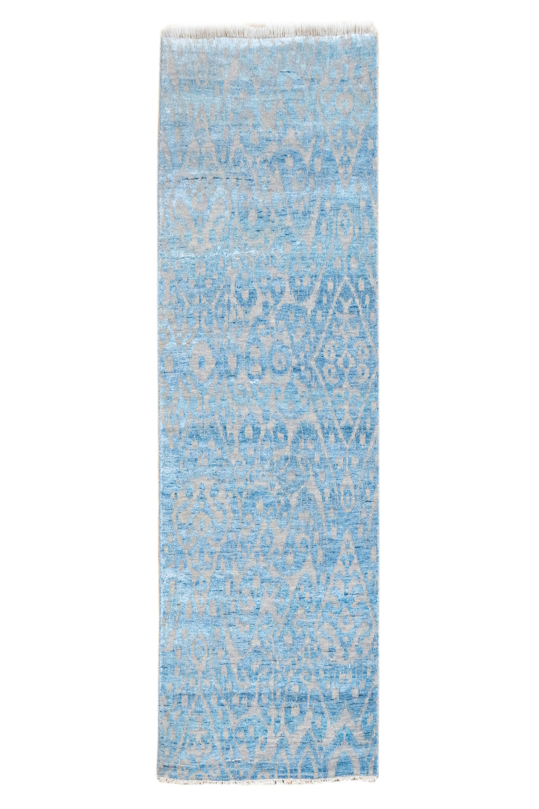 Handknotted Runner Rug DIA- 651 EKT-6,  Silver & Aqua