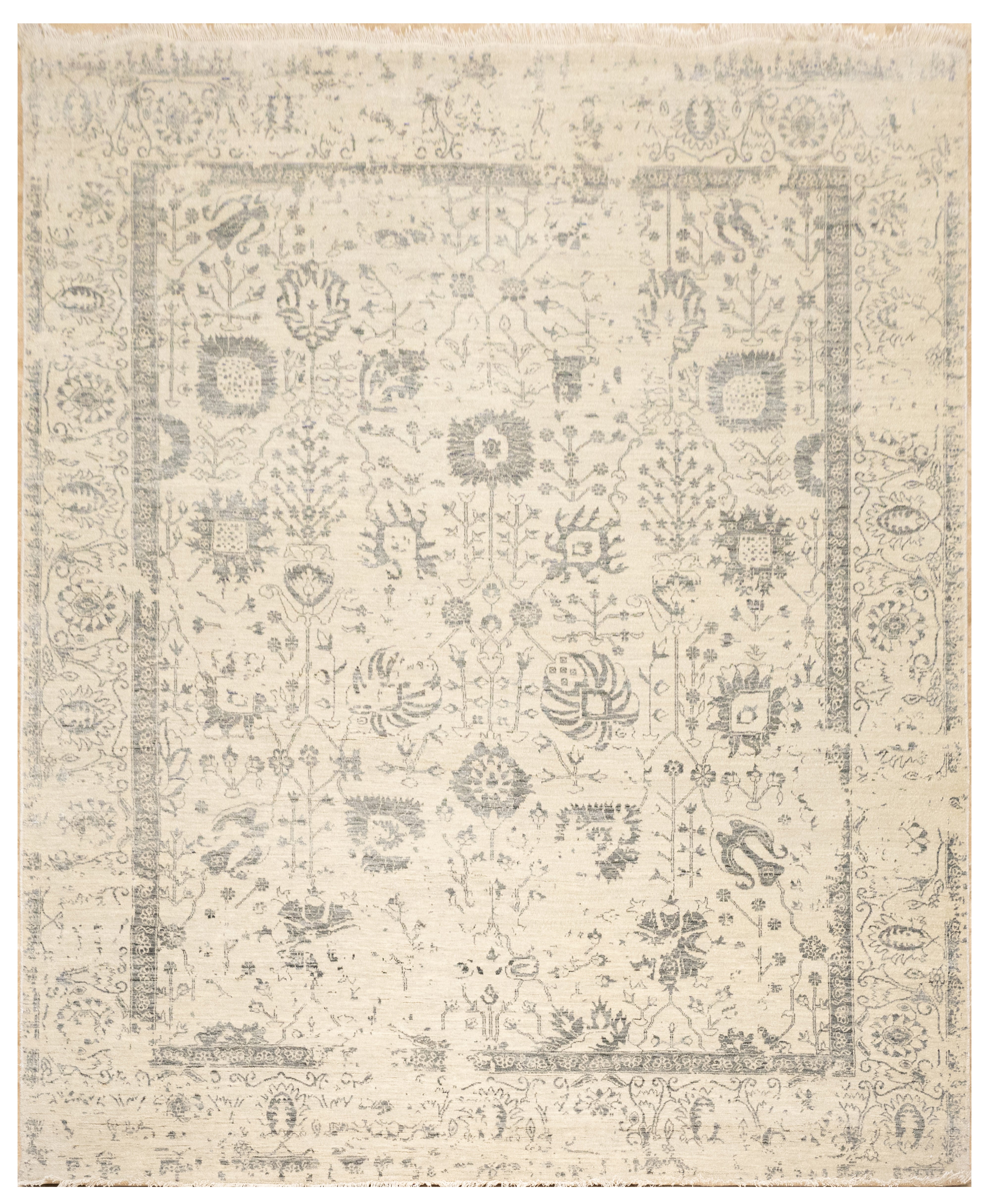 Handknotted Carpet, DIA: 662 VASE 3, Silver & Black