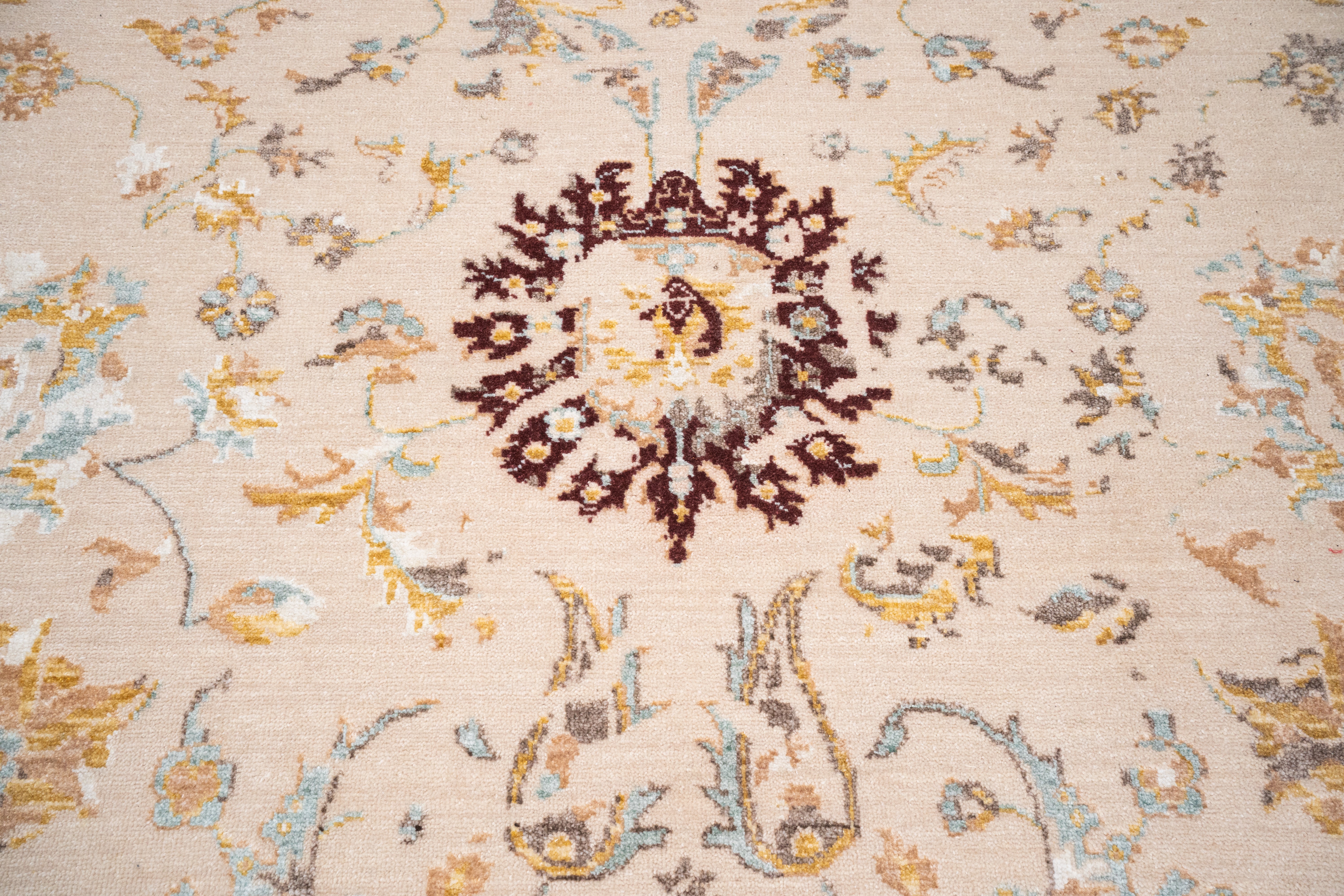 Handknotted Carpet DIA- 729 JK-A, Bone, Brown Coffee & Yellow